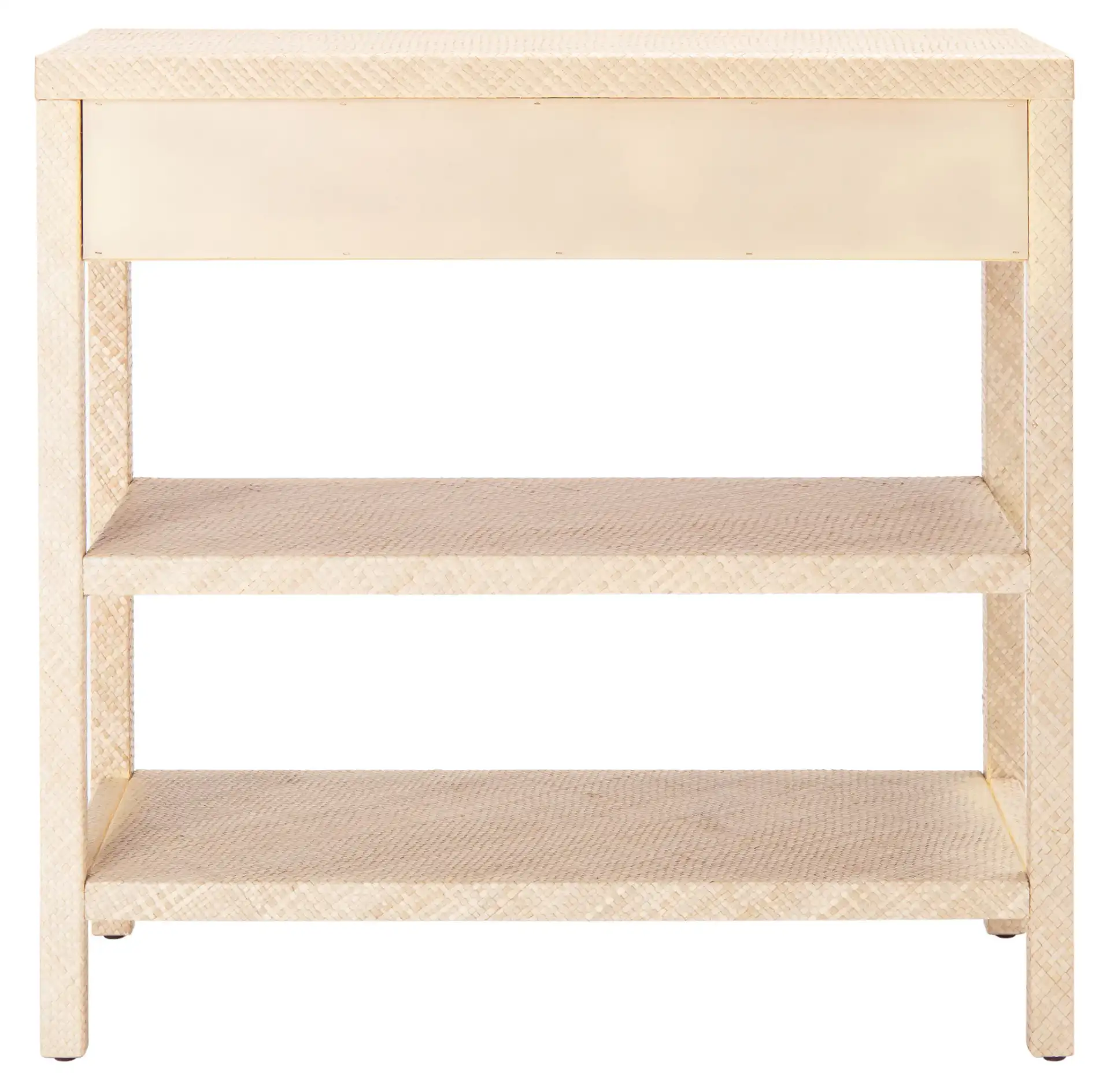 Apis Raffia Console Table in Light Natural / Gold, detail view