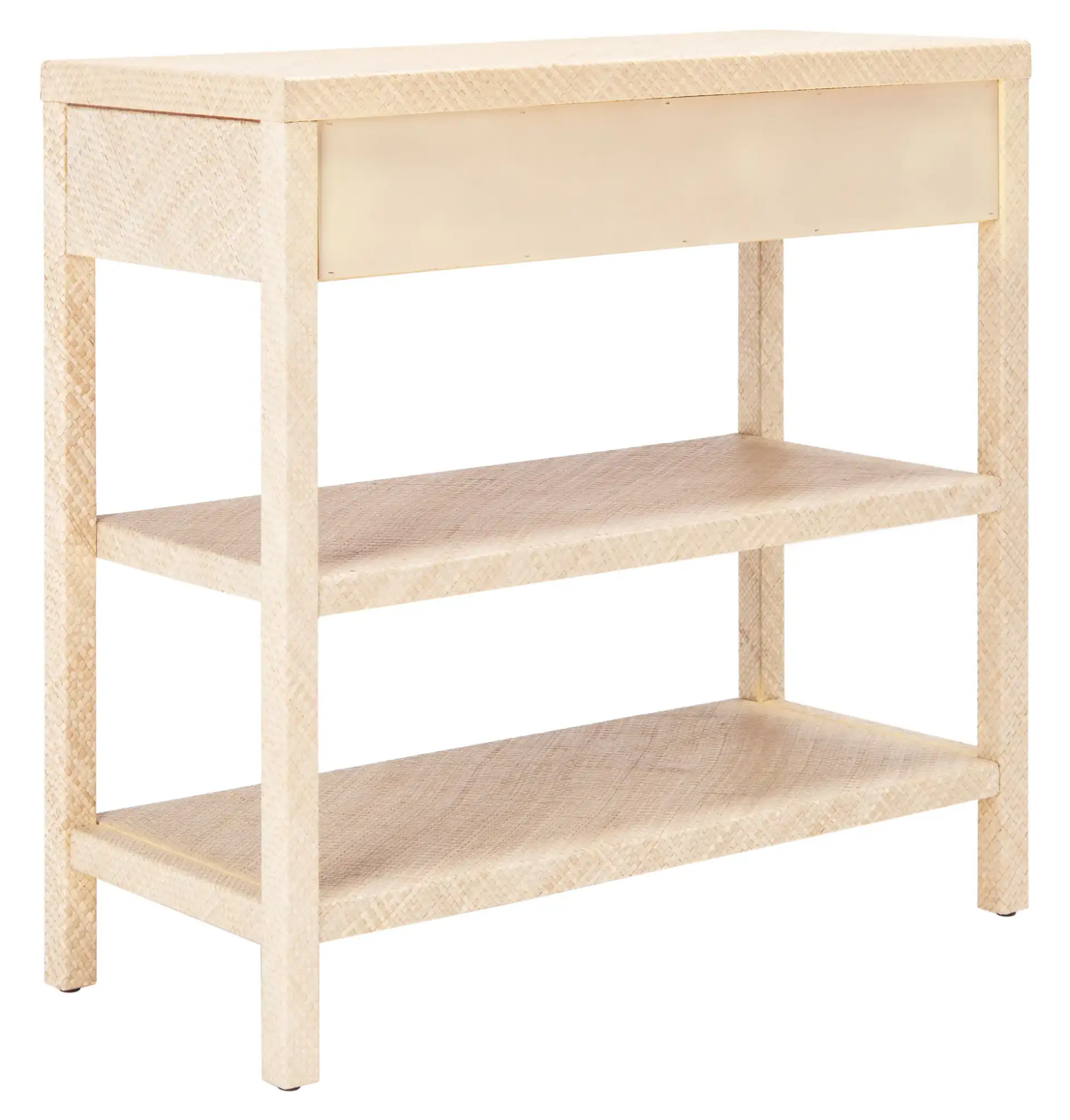 Apis Raffia Console Table in Light Natural / Gold, detail view