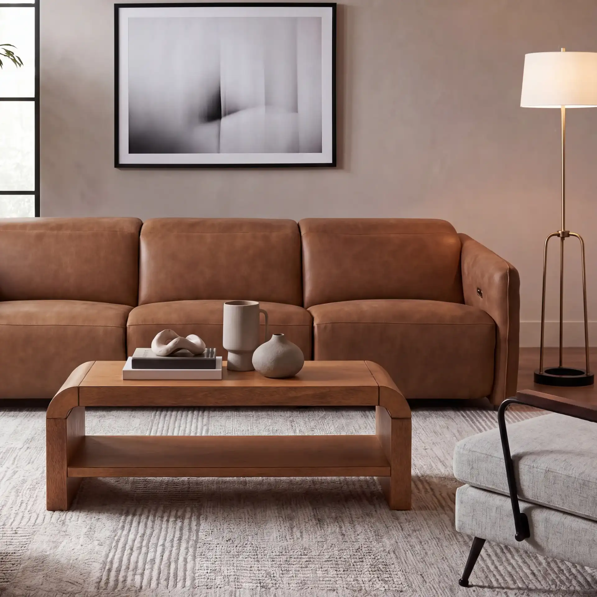 Avivan One-Shelf Coffee Table in Light Natural in a styled room