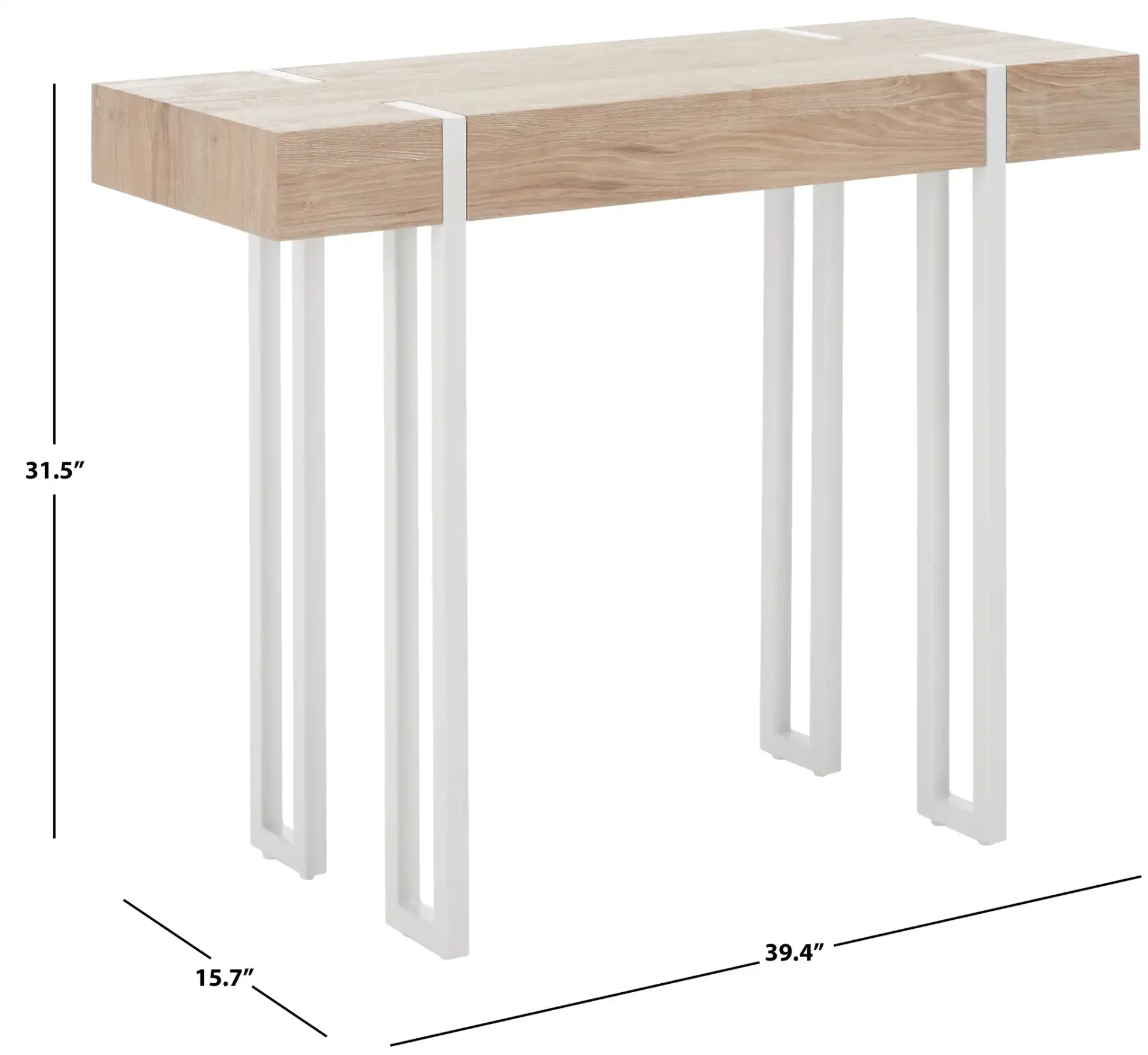 Aberton Console Table in Natural / White, detail view