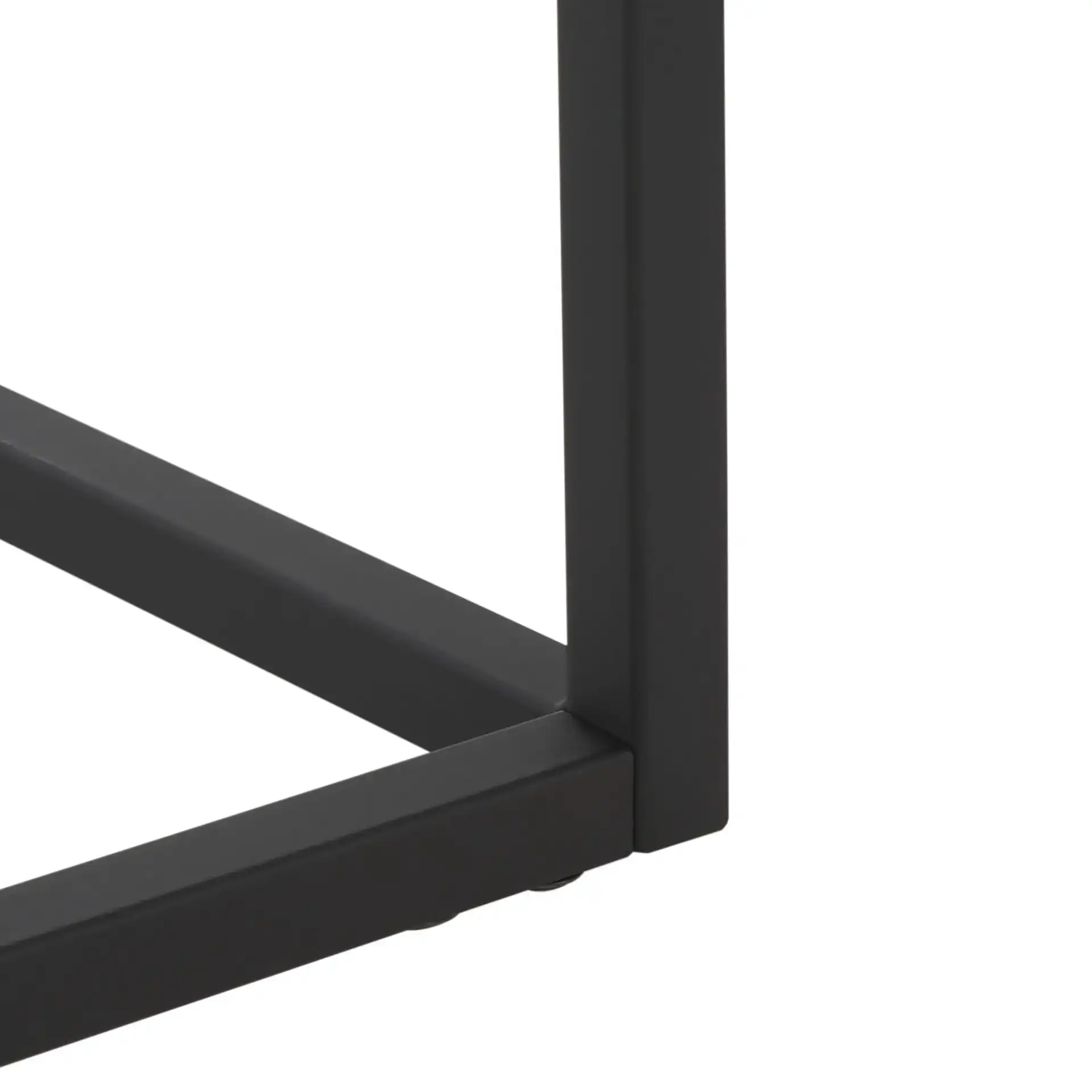 Edgefield Console Table in White Faux Marble / Black, detail view