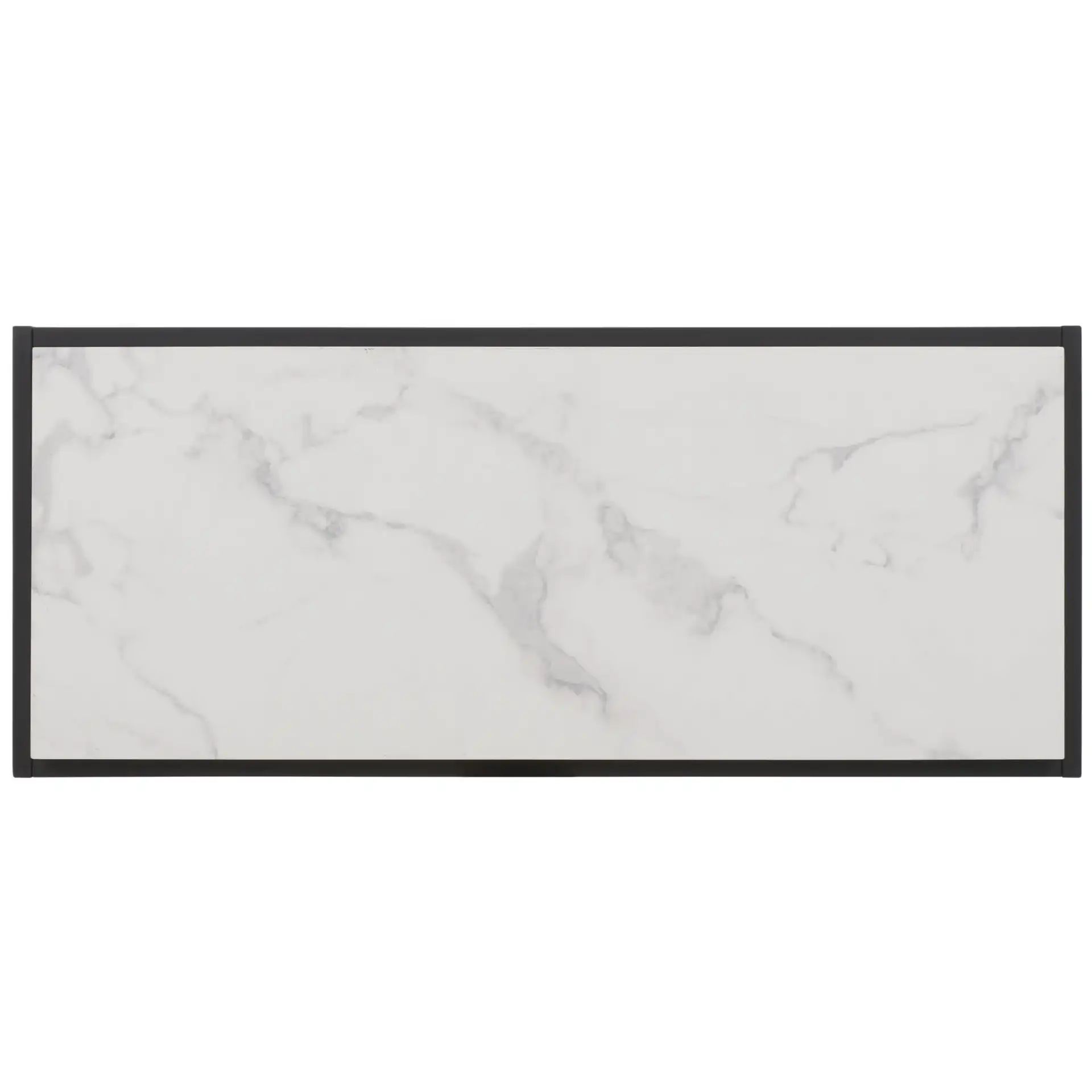 Edgefield Console Table in White Faux Marble / Black, detail view