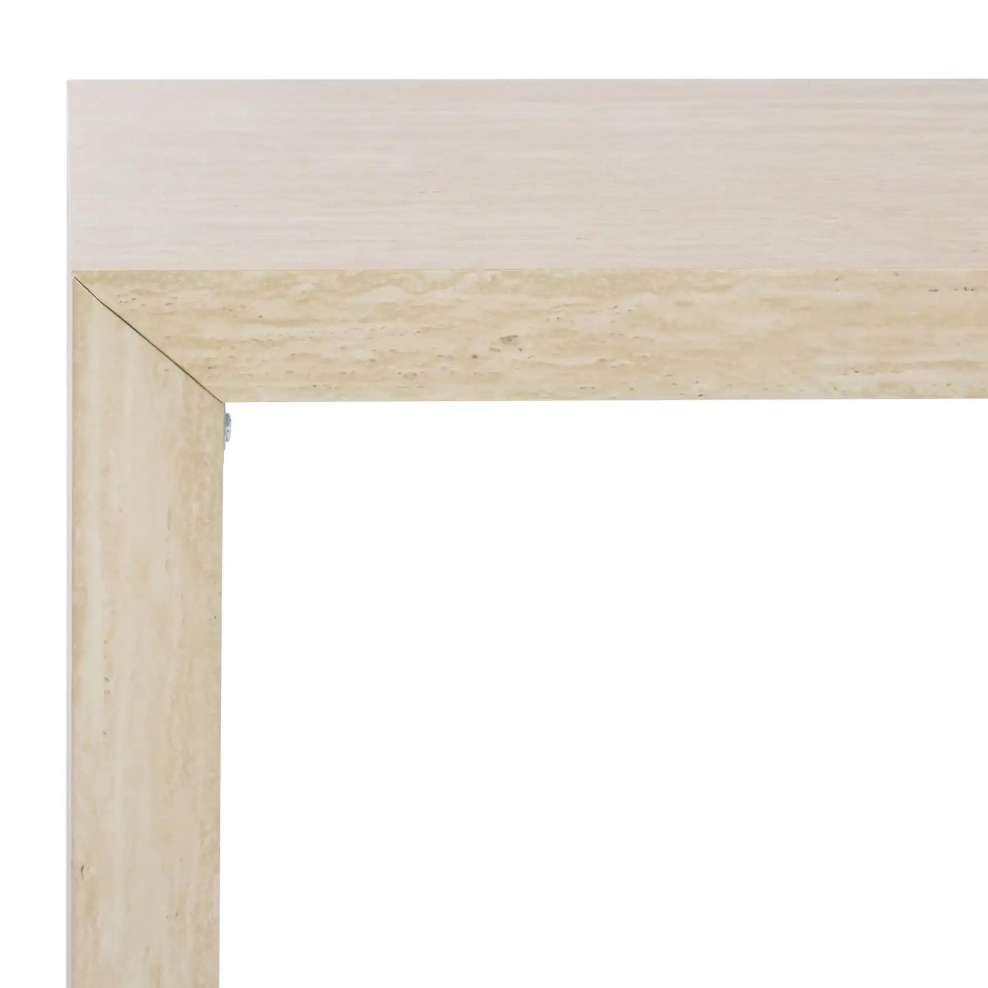 Woodrow Console Table in Faux Travertine in a styled room
