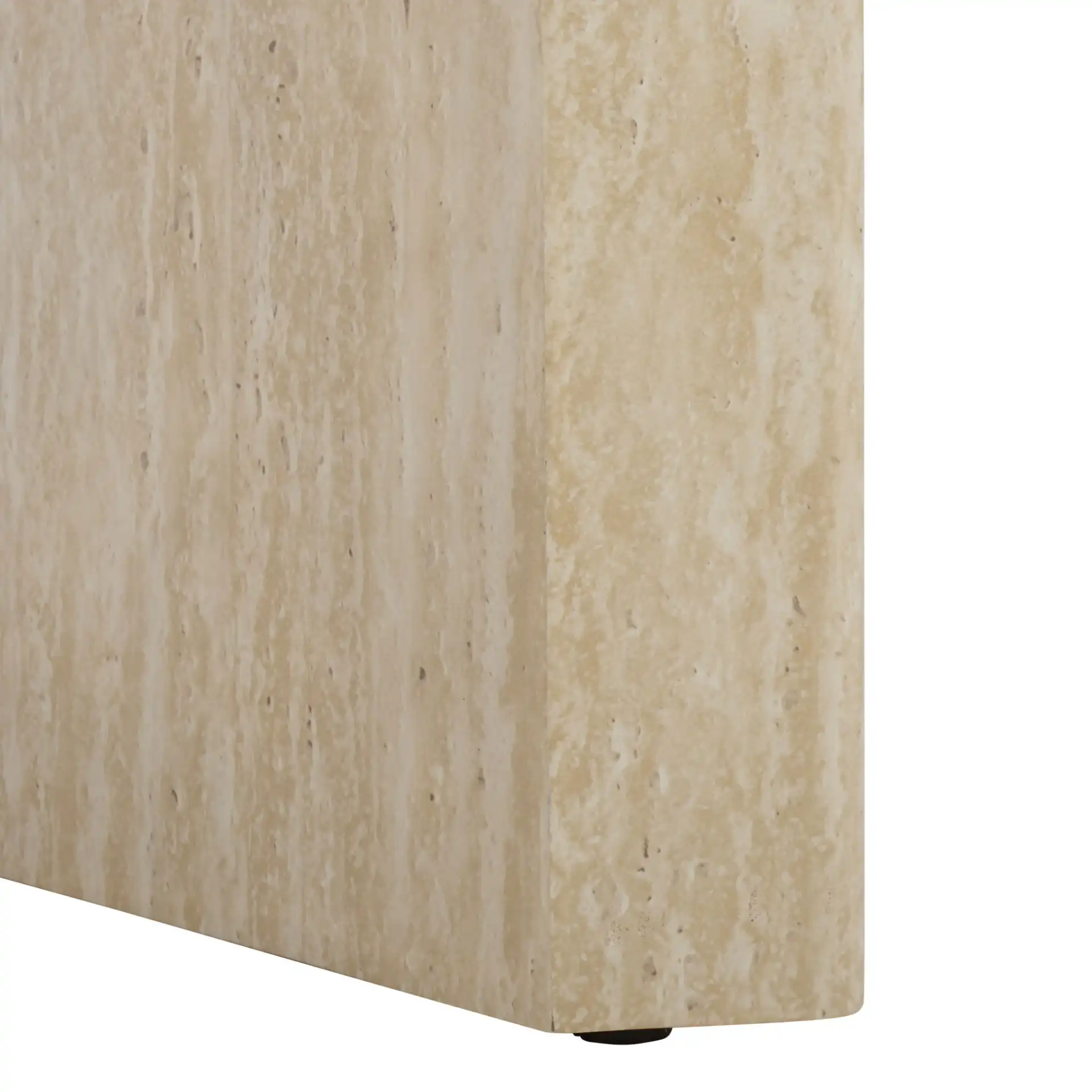Woodrow Console Table in Faux Travertine, detail view