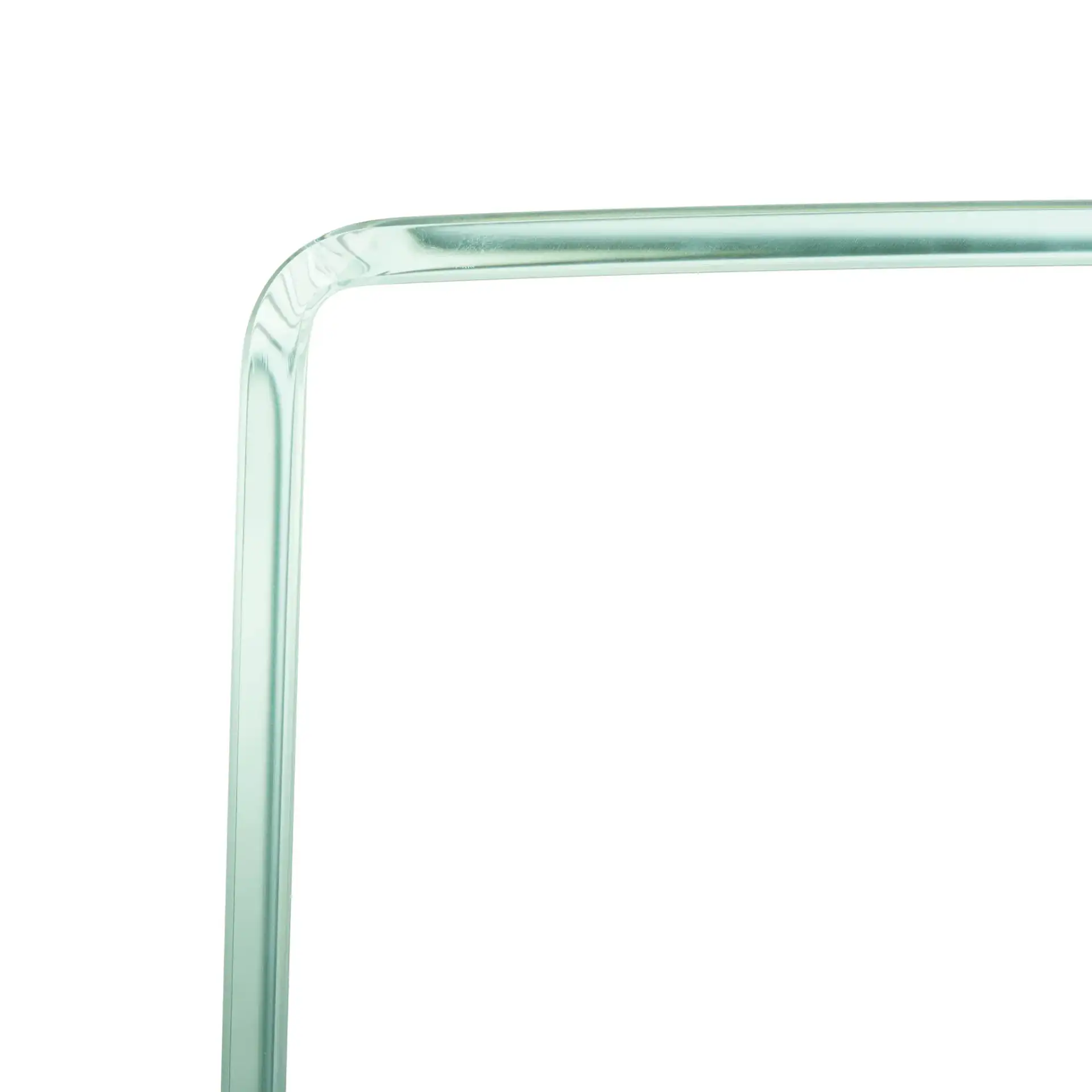 Crysta Ombre Glass Console Table in Clear / Blue in a styled room