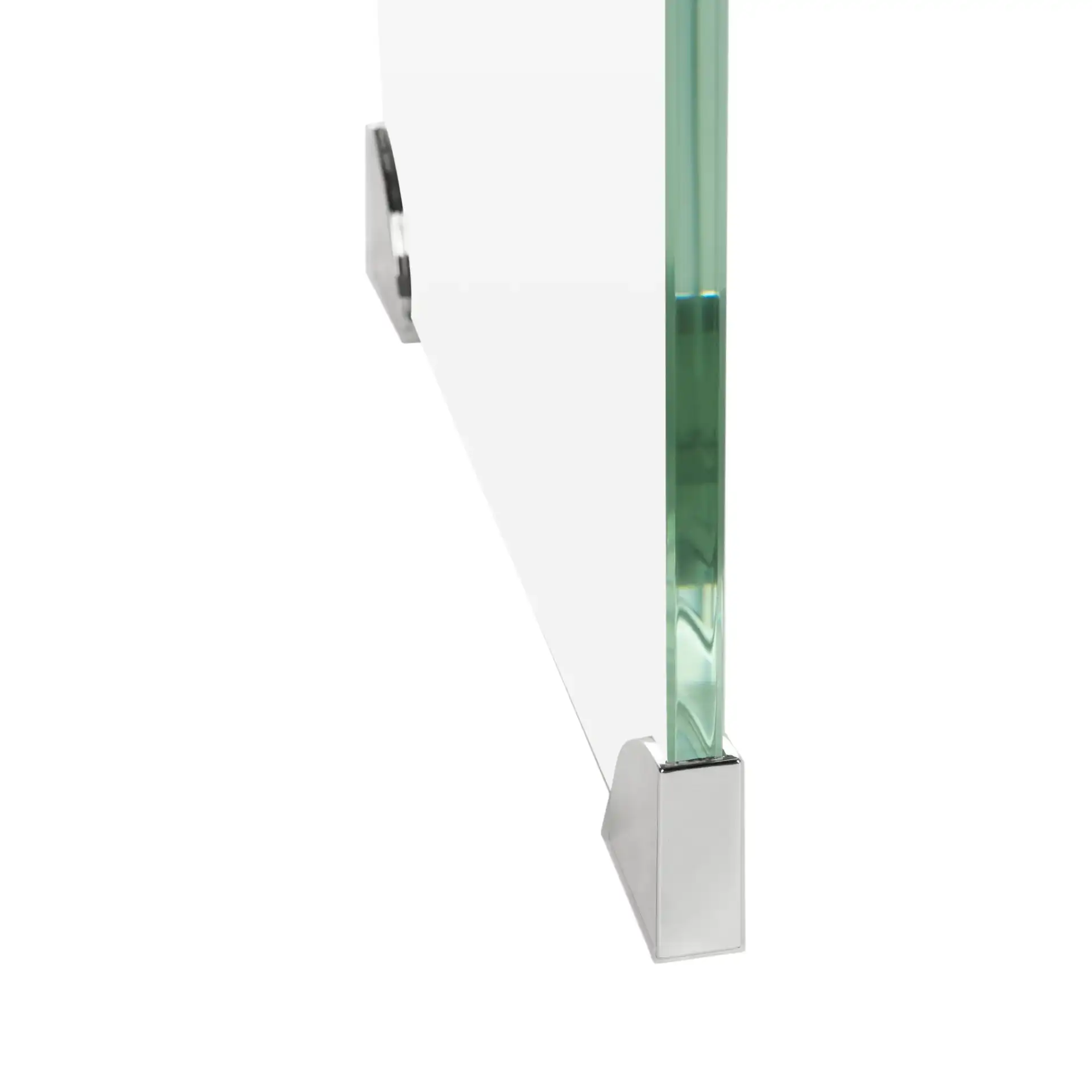 Crysta Ombre Glass Console Table in Clear / Blue, detail view