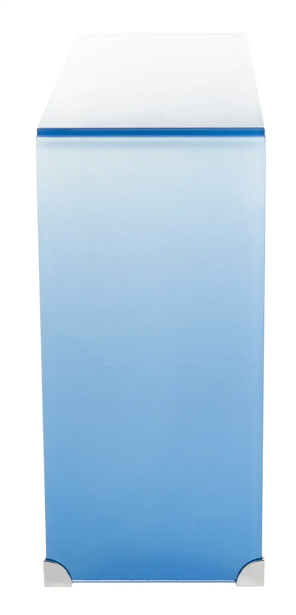 Crysta Ombre Glass Console Table in Clear / Blue, detail view