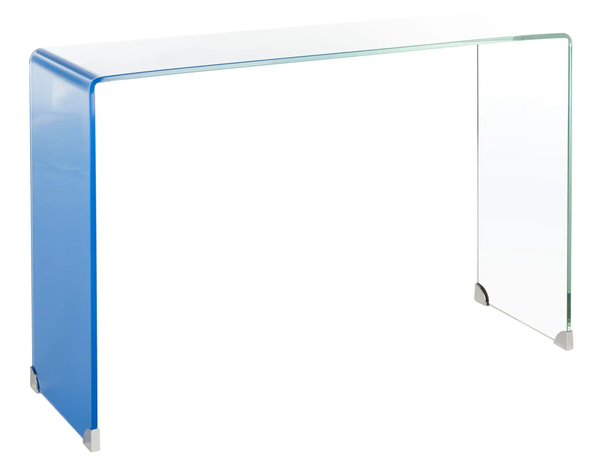 Crysta Ombre Glass Console Table in Clear / Blue, detail view