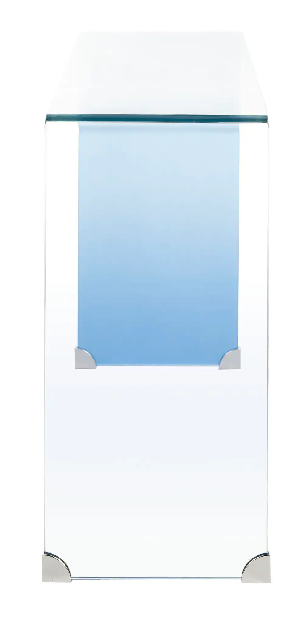 Crysta Ombre Glass Console Table in Clear / Blue, detail view