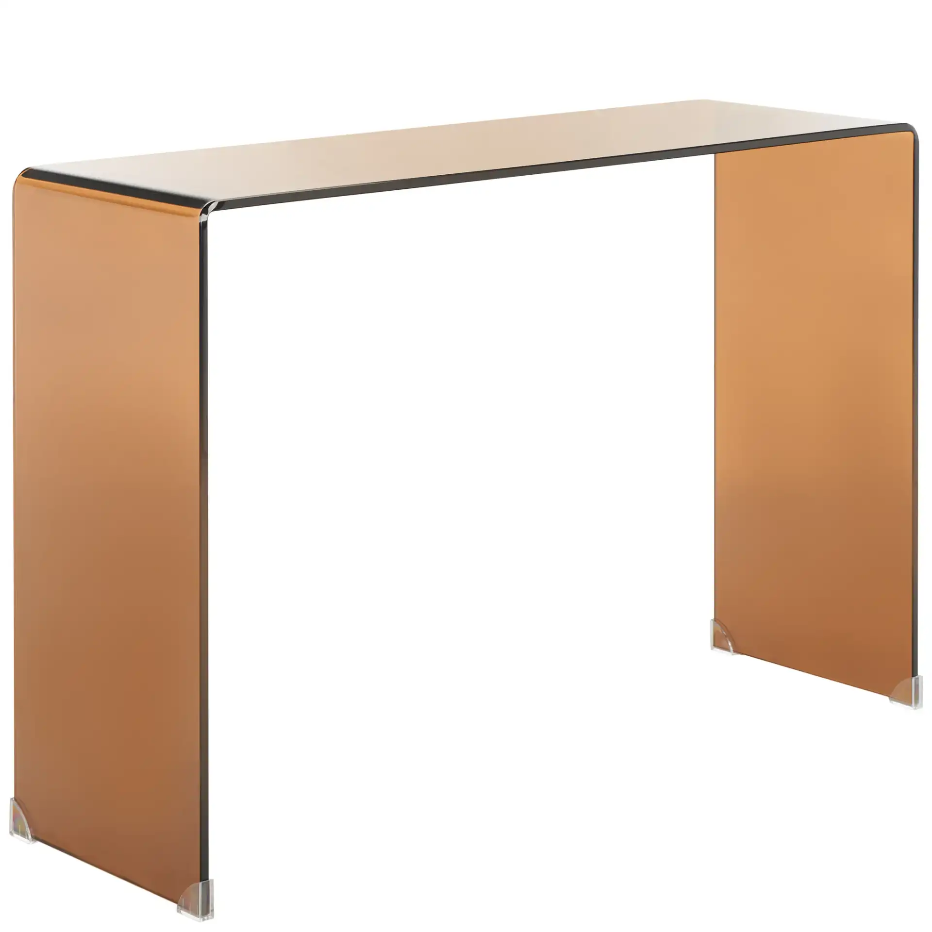 Taft Tempered Glass Console Table in Tea Glass, detail view