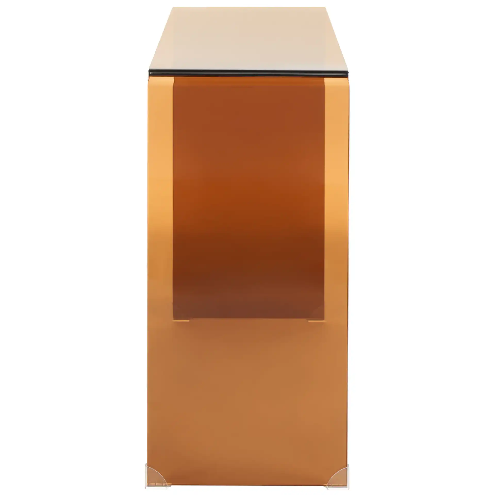 Taft Tempered Glass Console Table in Tea Glass, detail view