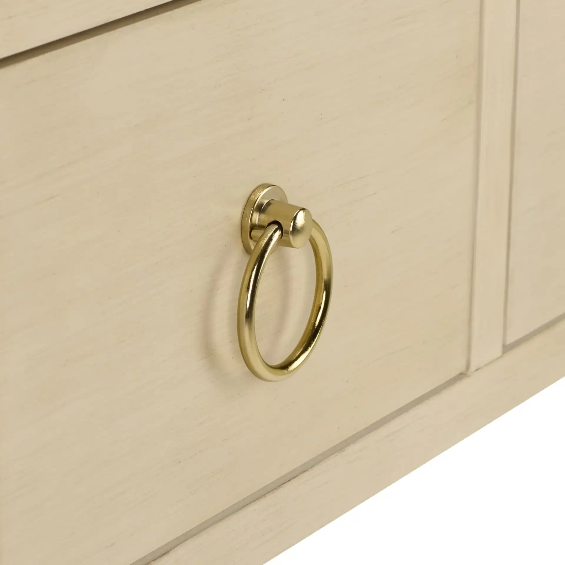 Sadie Three-Drawer Console Table in Antique / White in a styled room