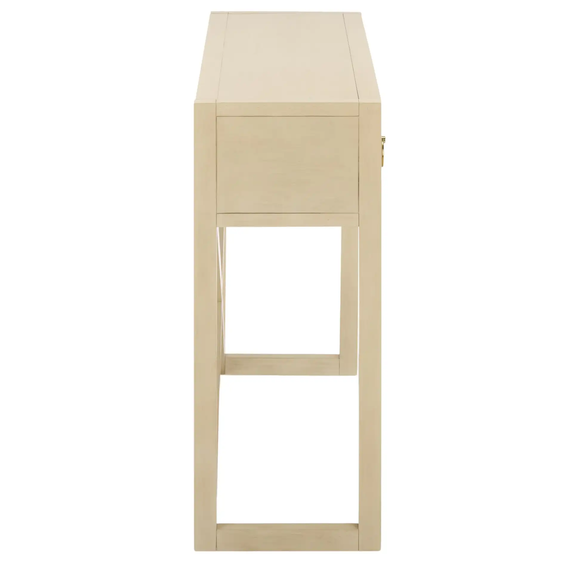 Sadie Three-Drawer Console Table in Antique / White, detail view