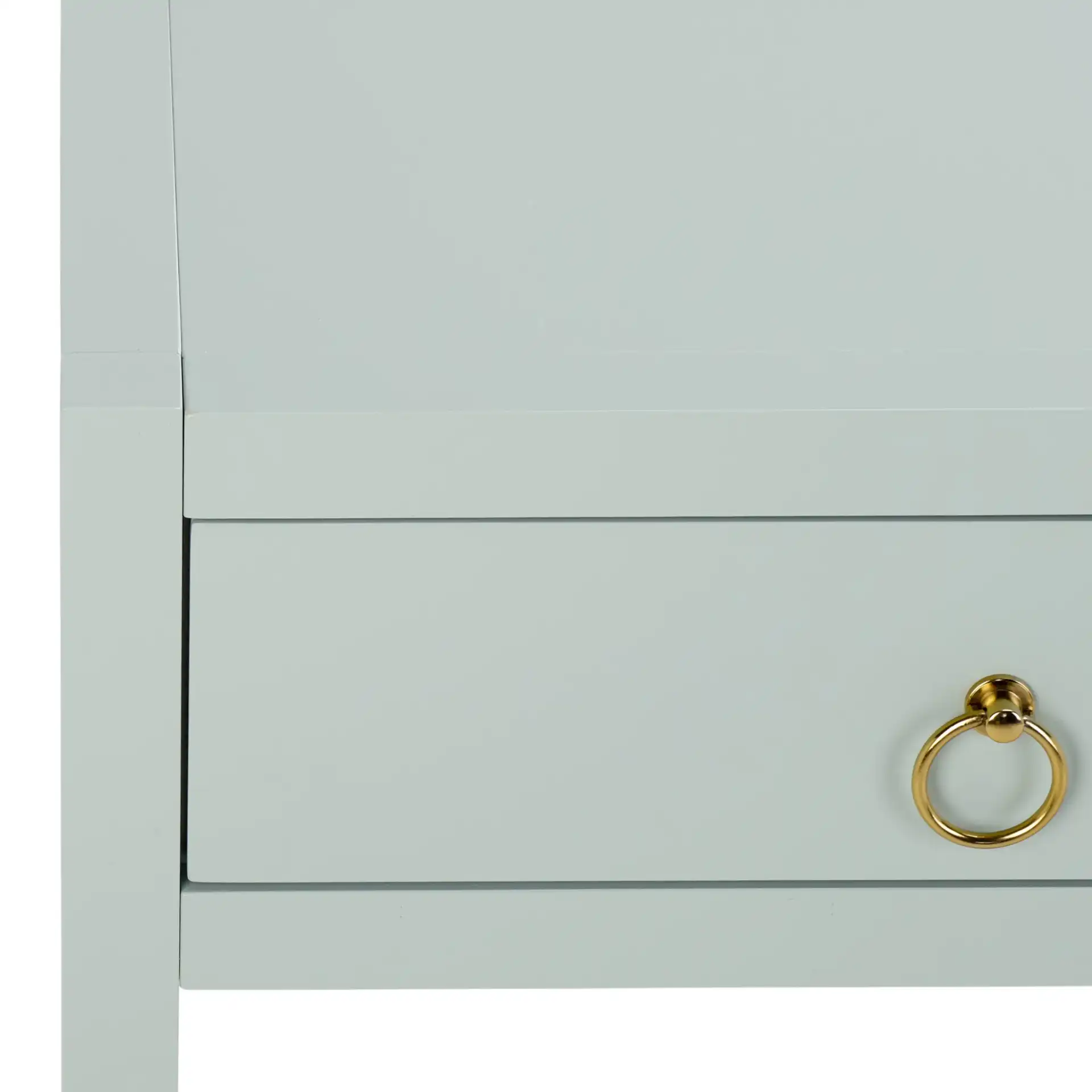 Moya Two-Drawer Console Table in Light Blue in a styled room