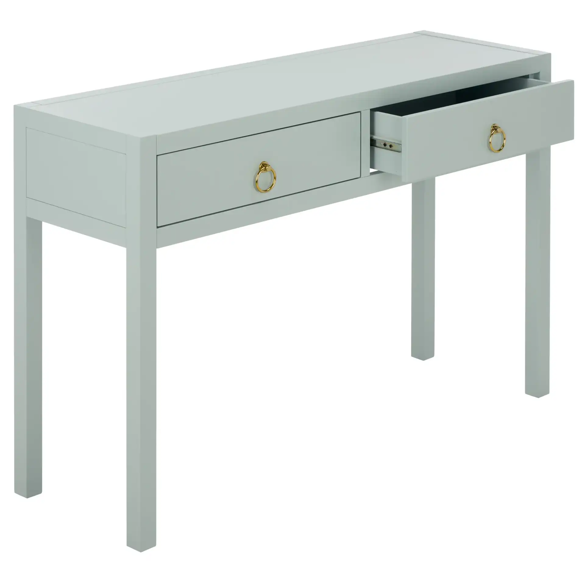 Moya Two-Drawer Console Table in Light Blue, detail view