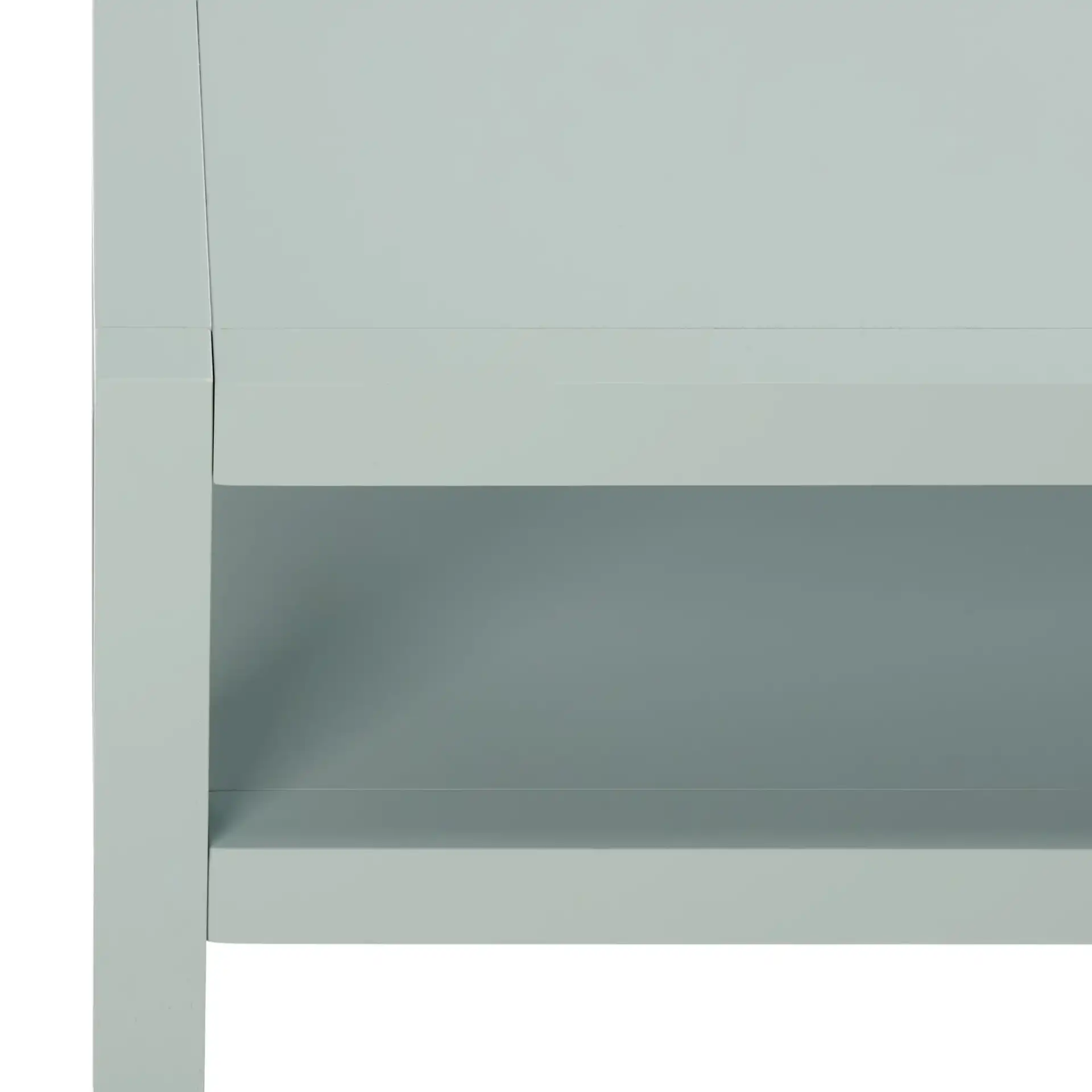 Aeryn One-Shelf Console Table in Light Blue in a styled room