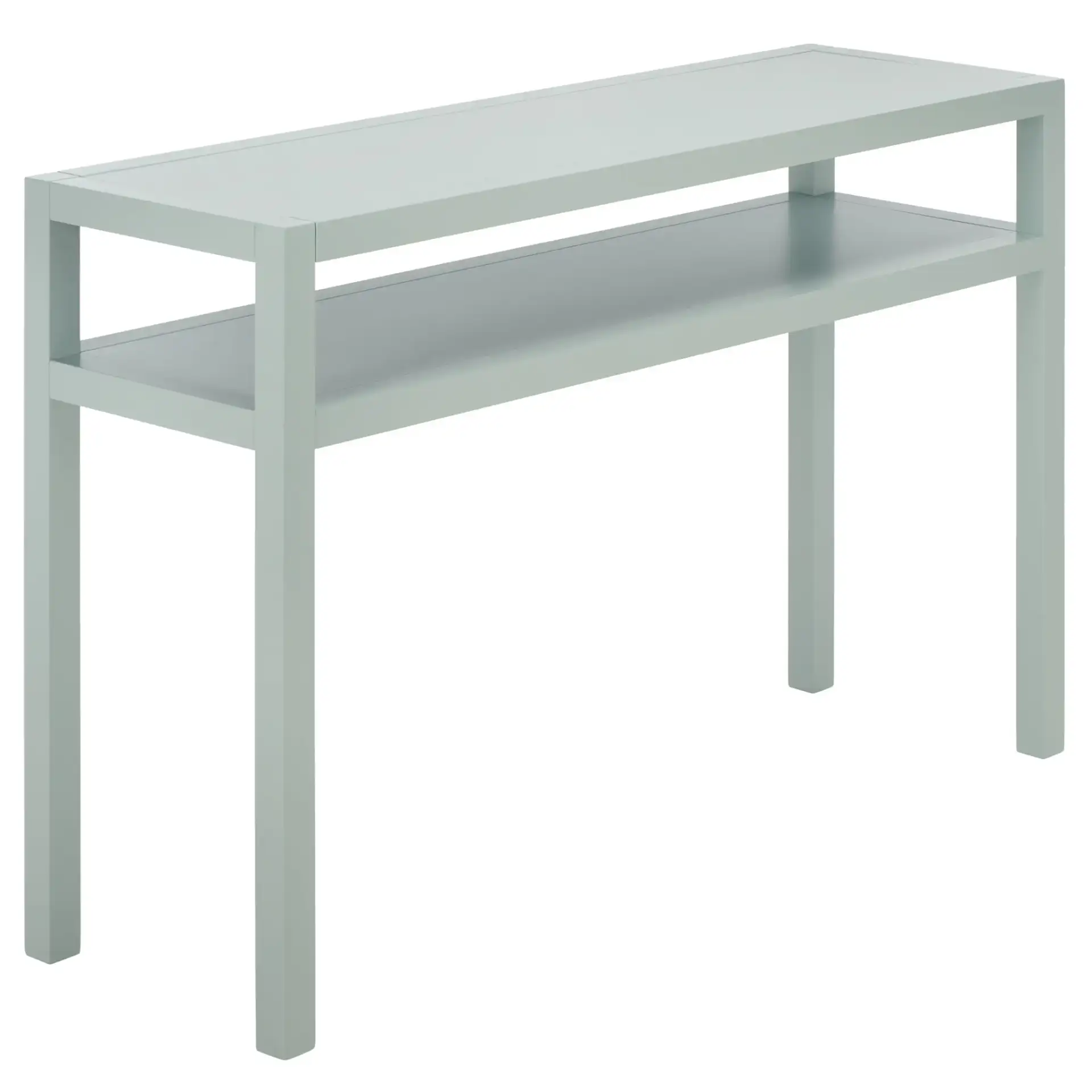 Aeryn One-Shelf Console Table in Light Blue, detail view