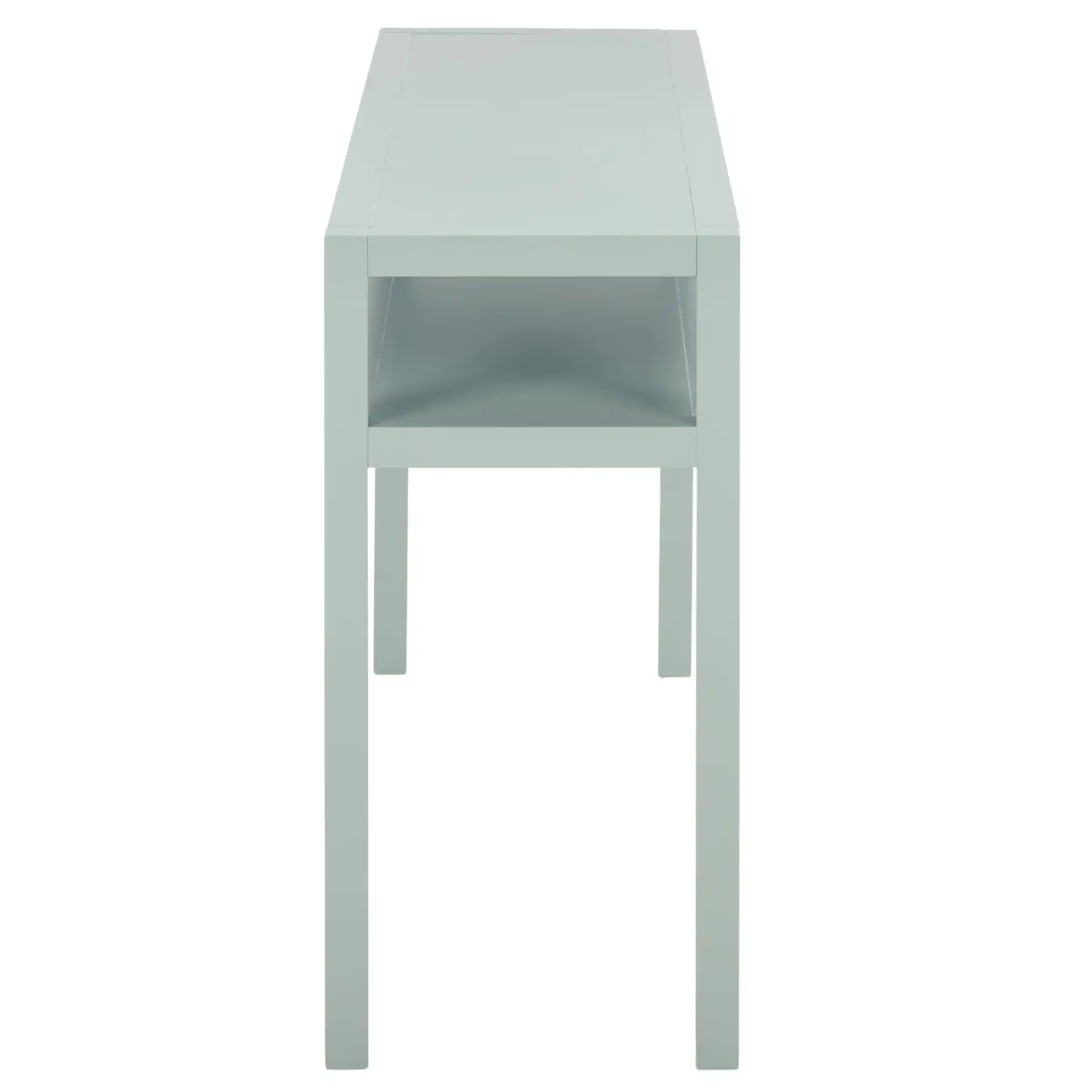 Aeryn One-Shelf Console Table in Light Blue, detail view