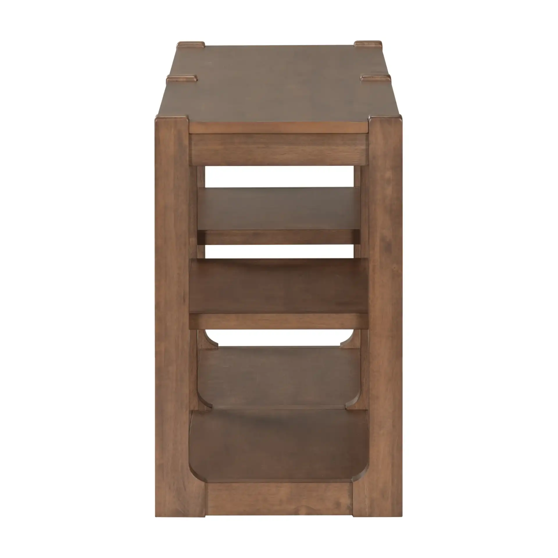 Telma Adjustable Shelves Console Table in Dark Walnut, detail view