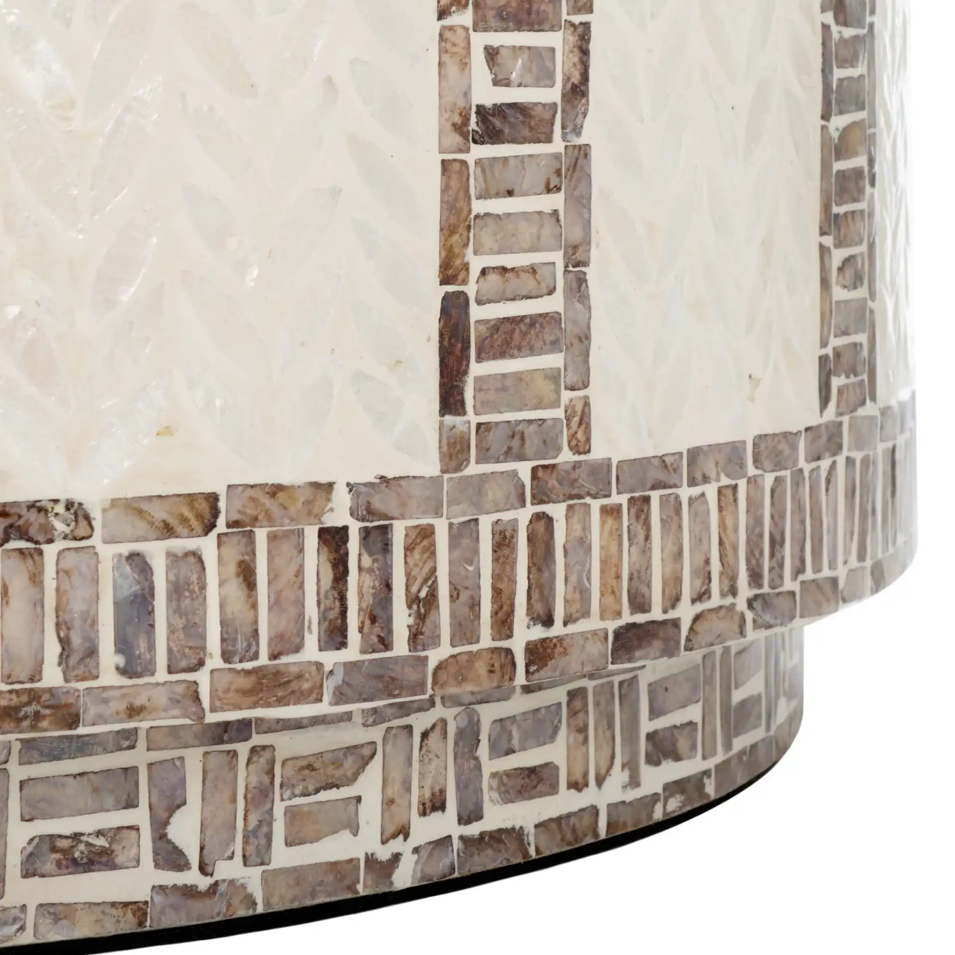 Keary Round Coffee Table in White / Gold, detail view