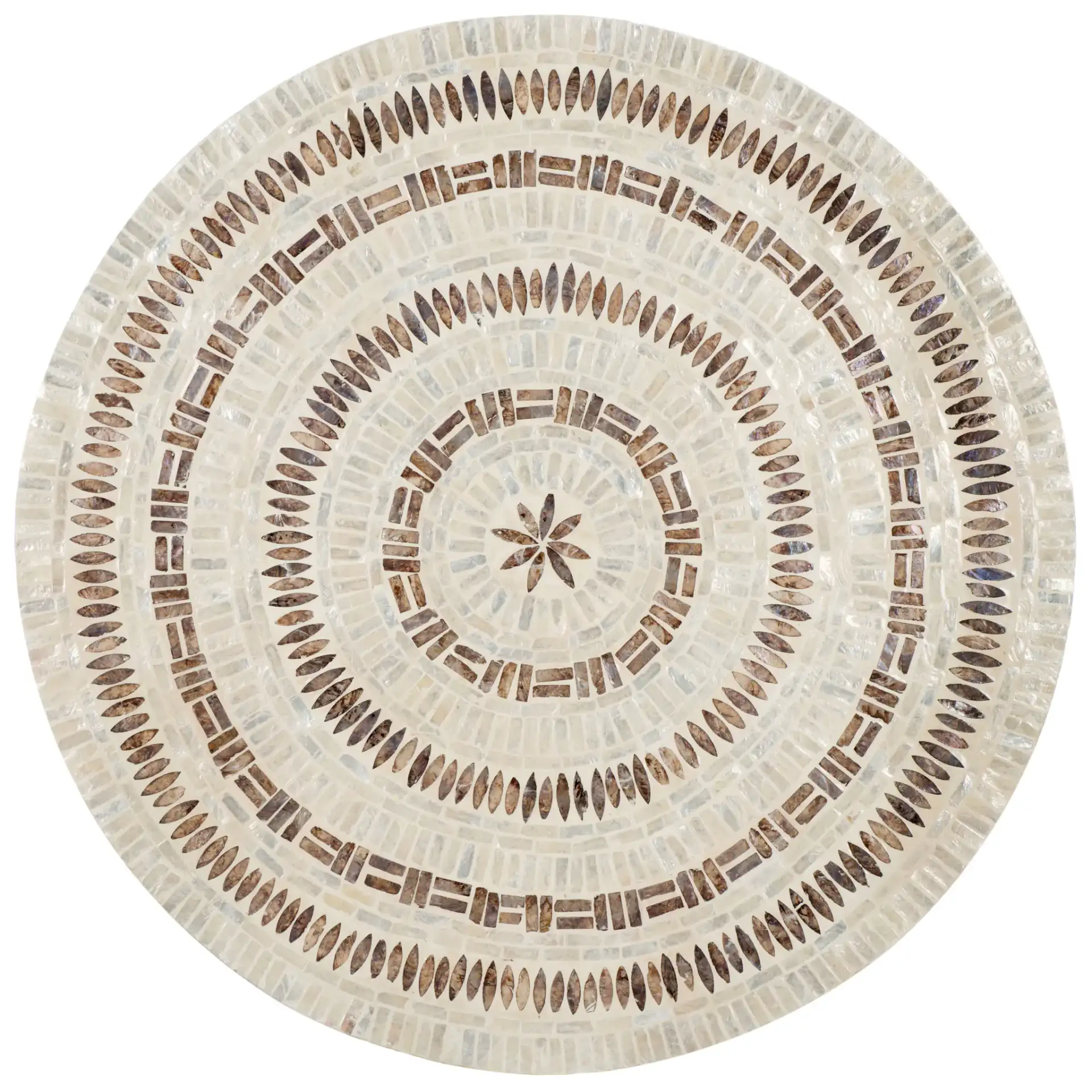 Keary Round Coffee Table in White / Gold, detail view