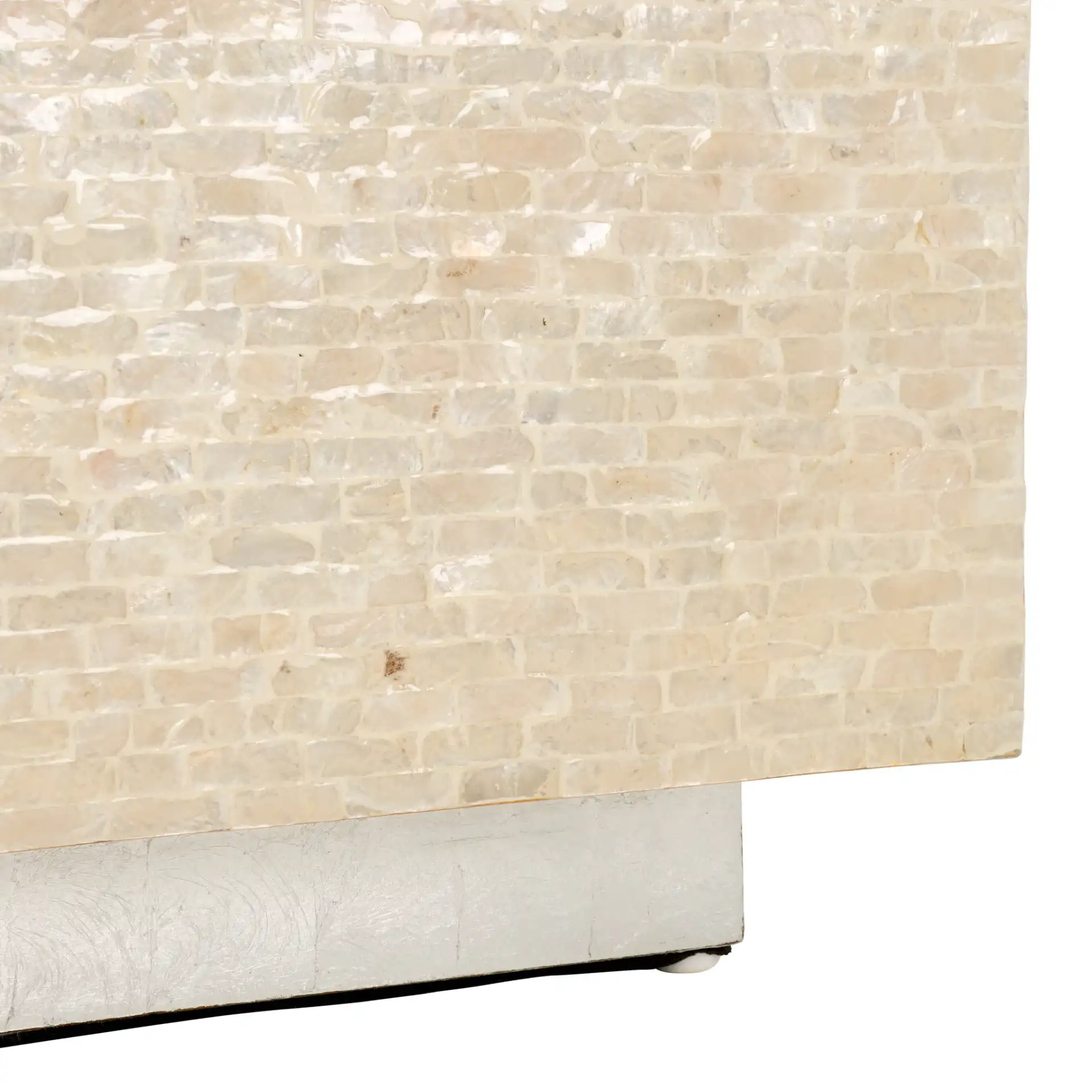 Scarlett Rectangular Prism Coffee Table in Natural / Silver, detail view