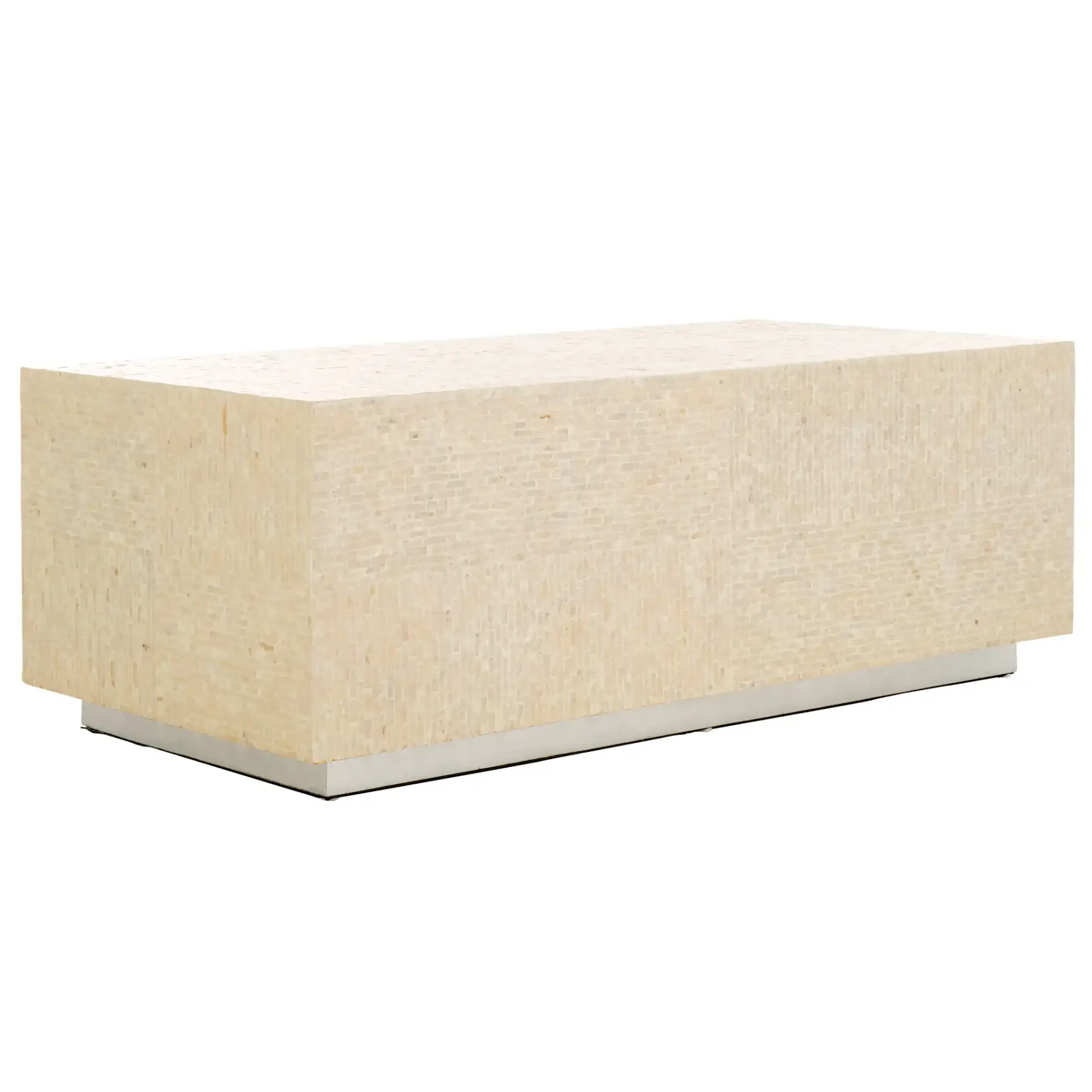 Scarlett Rectangular Prism Coffee Table in Natural / Silver, detail view