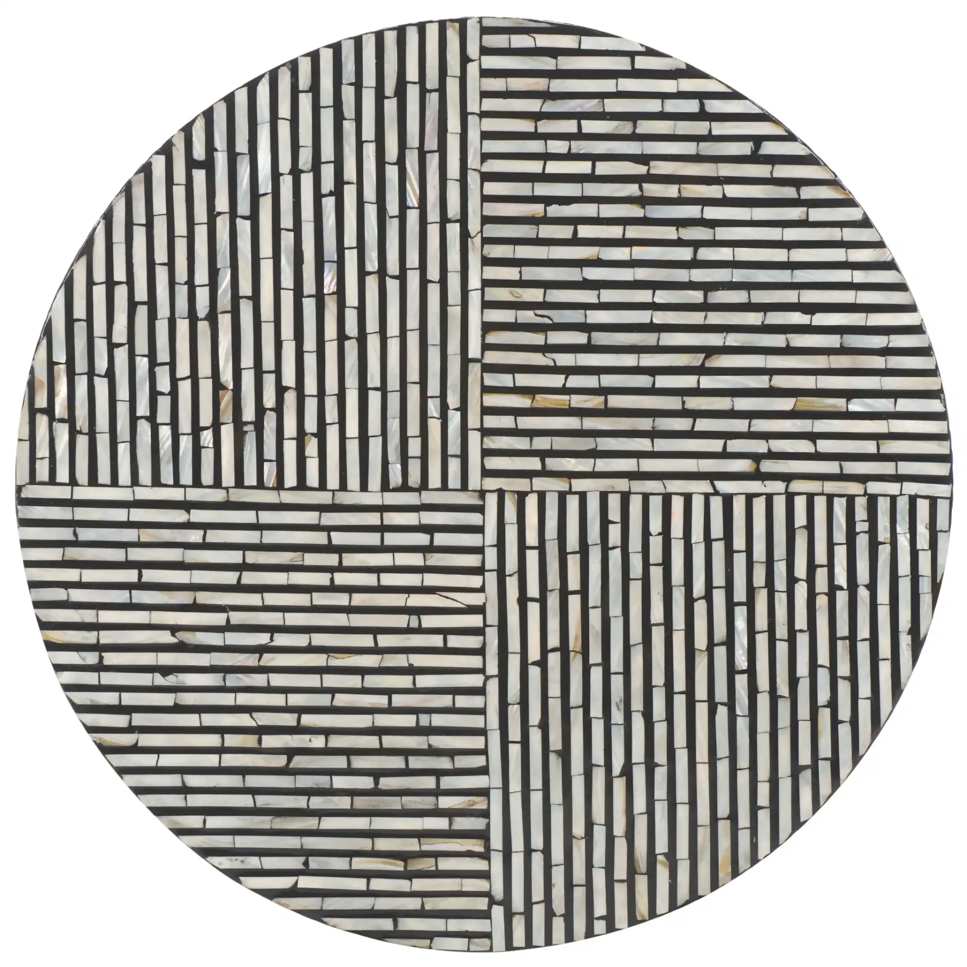 Hamza Round Coffee Table in Multicolor / Black, detail view