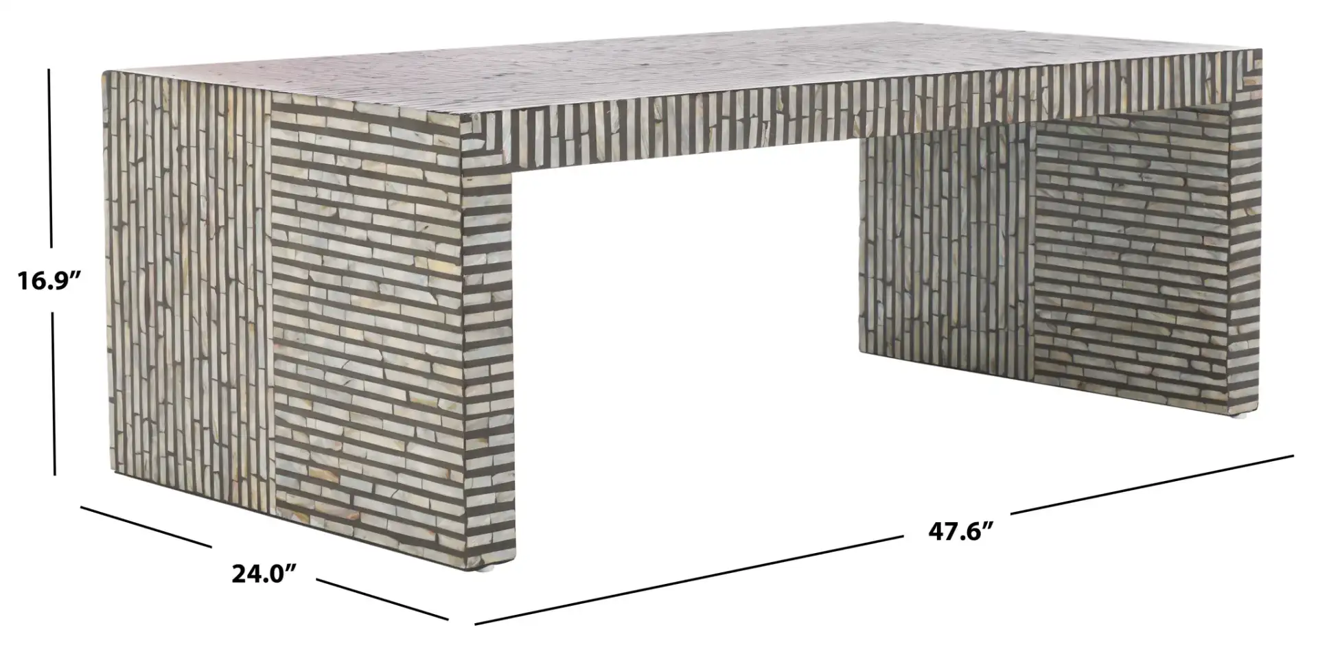 Hamza Rectangle Coffee Table in Multicolor / Black, detail view