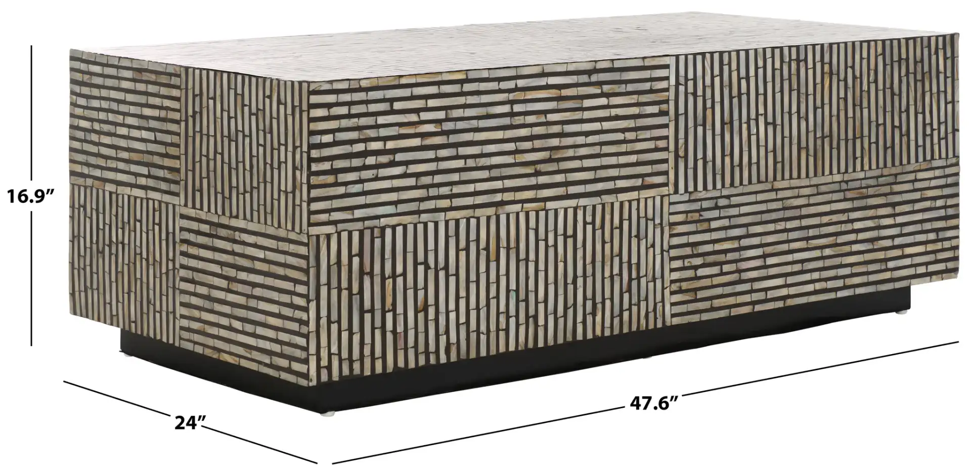 Hamza Rectangular Prism Coffee Table in Multicolor / Black, detail view