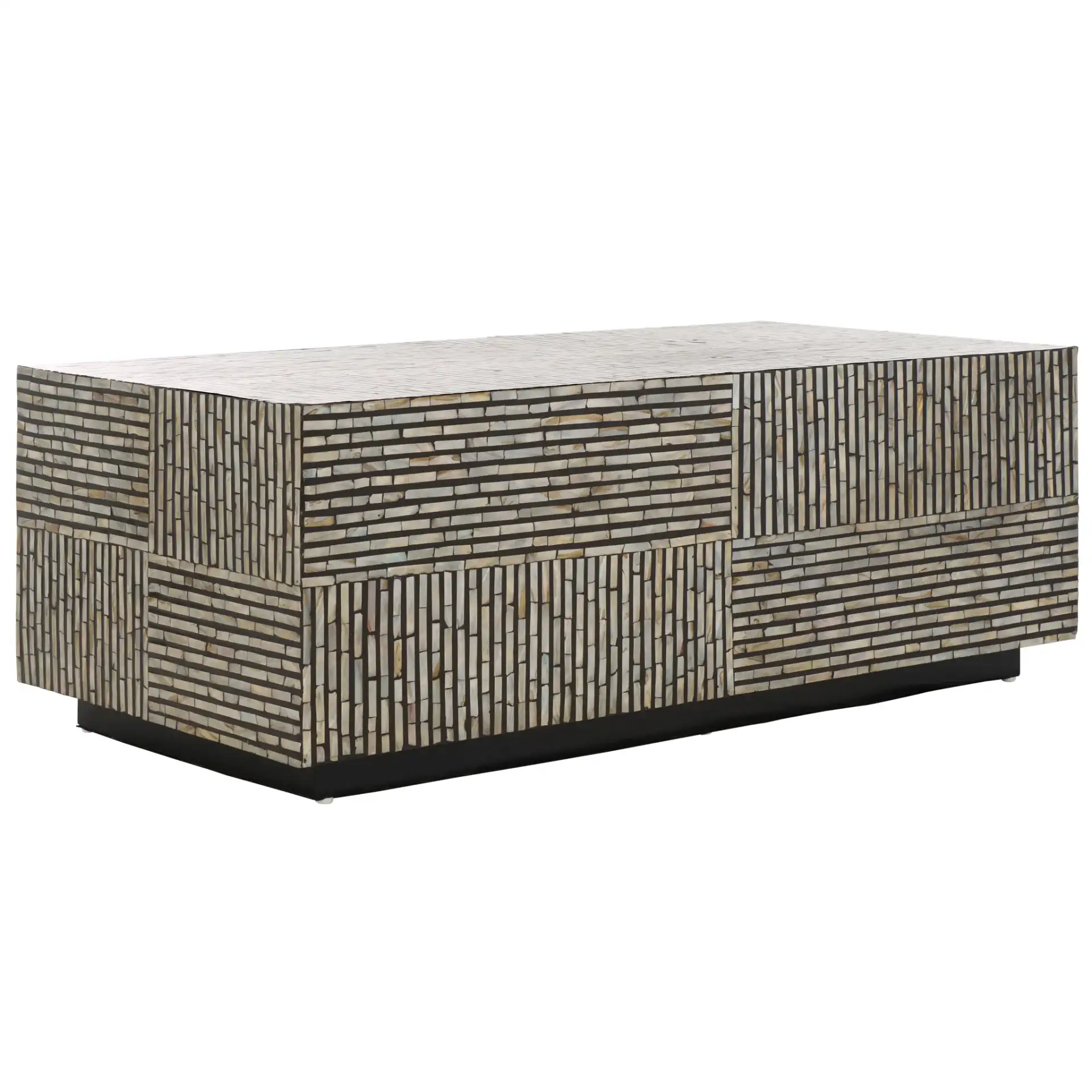Hamza Rectangular Prism Coffee Table in Multicolor / Black, detail view