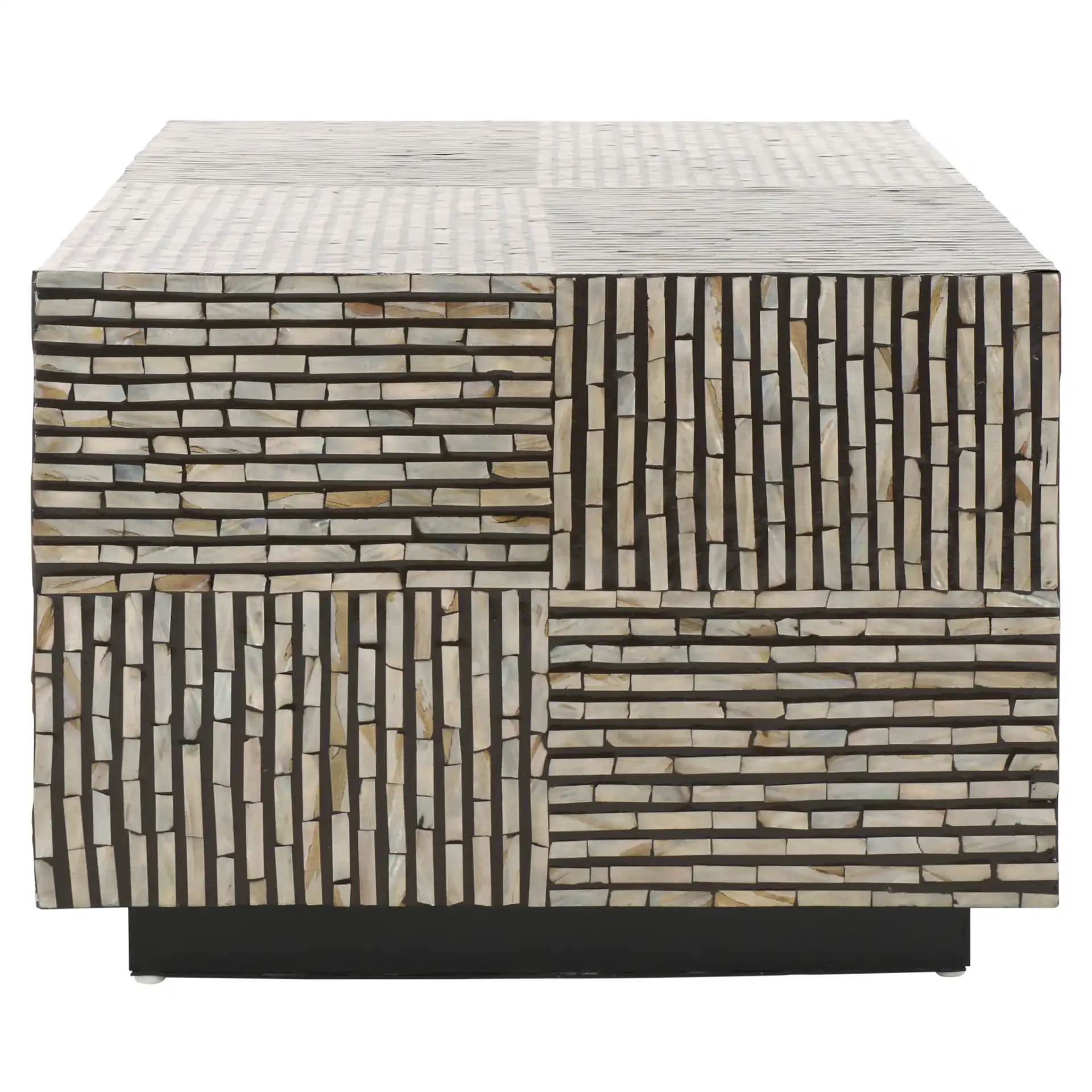 Hamza Rectangular Prism Coffee Table in Multicolor / Black, detail view