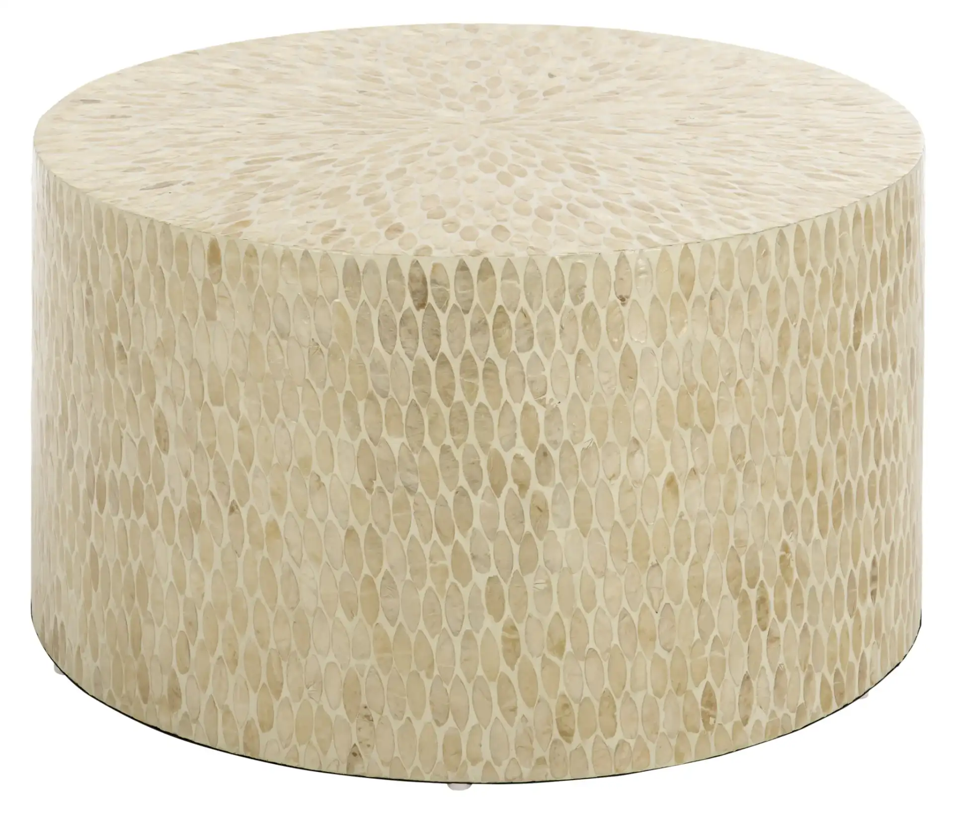 Analia Round Coffee Table in Beige, detail view