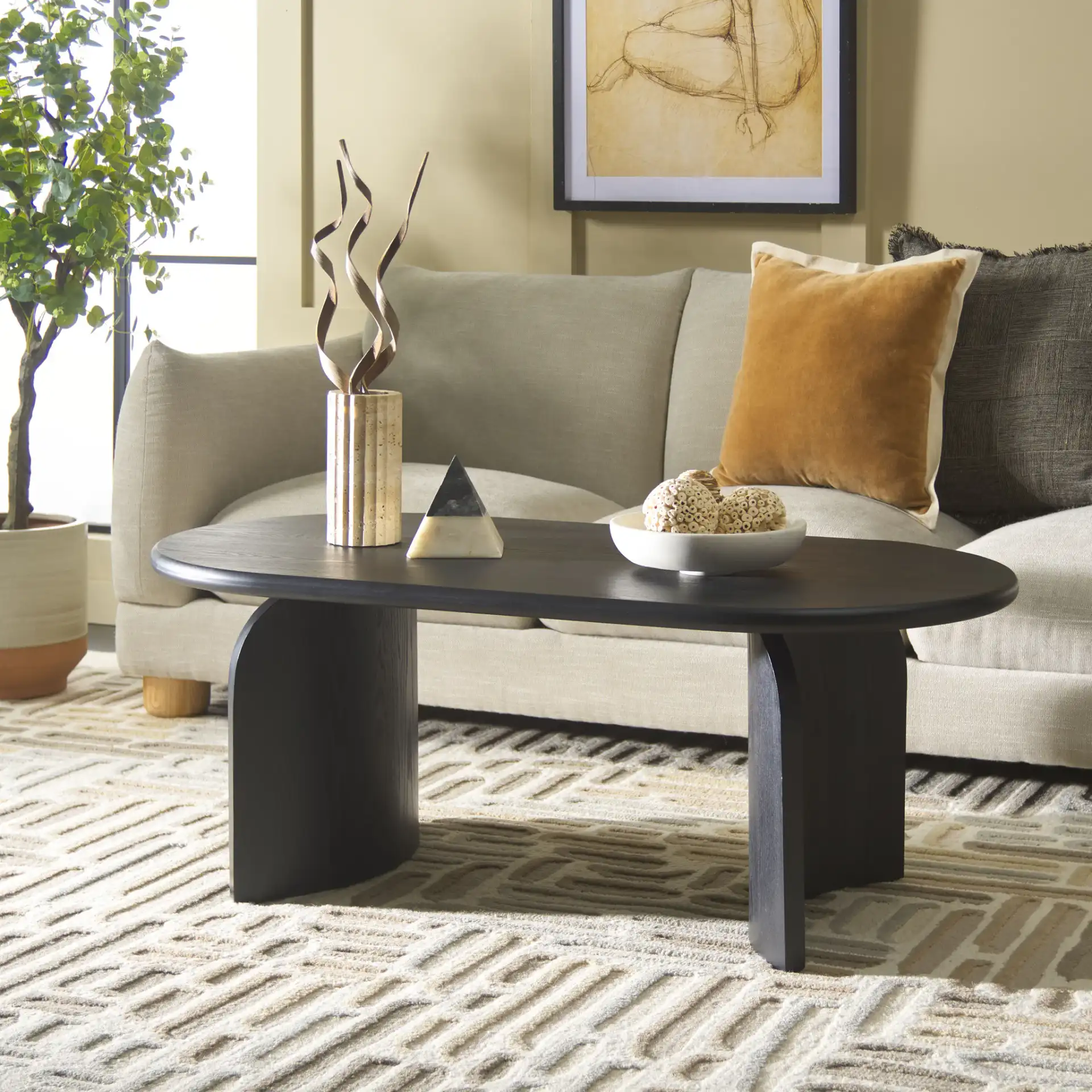 Chakun Coffee Table in Black in a styled room