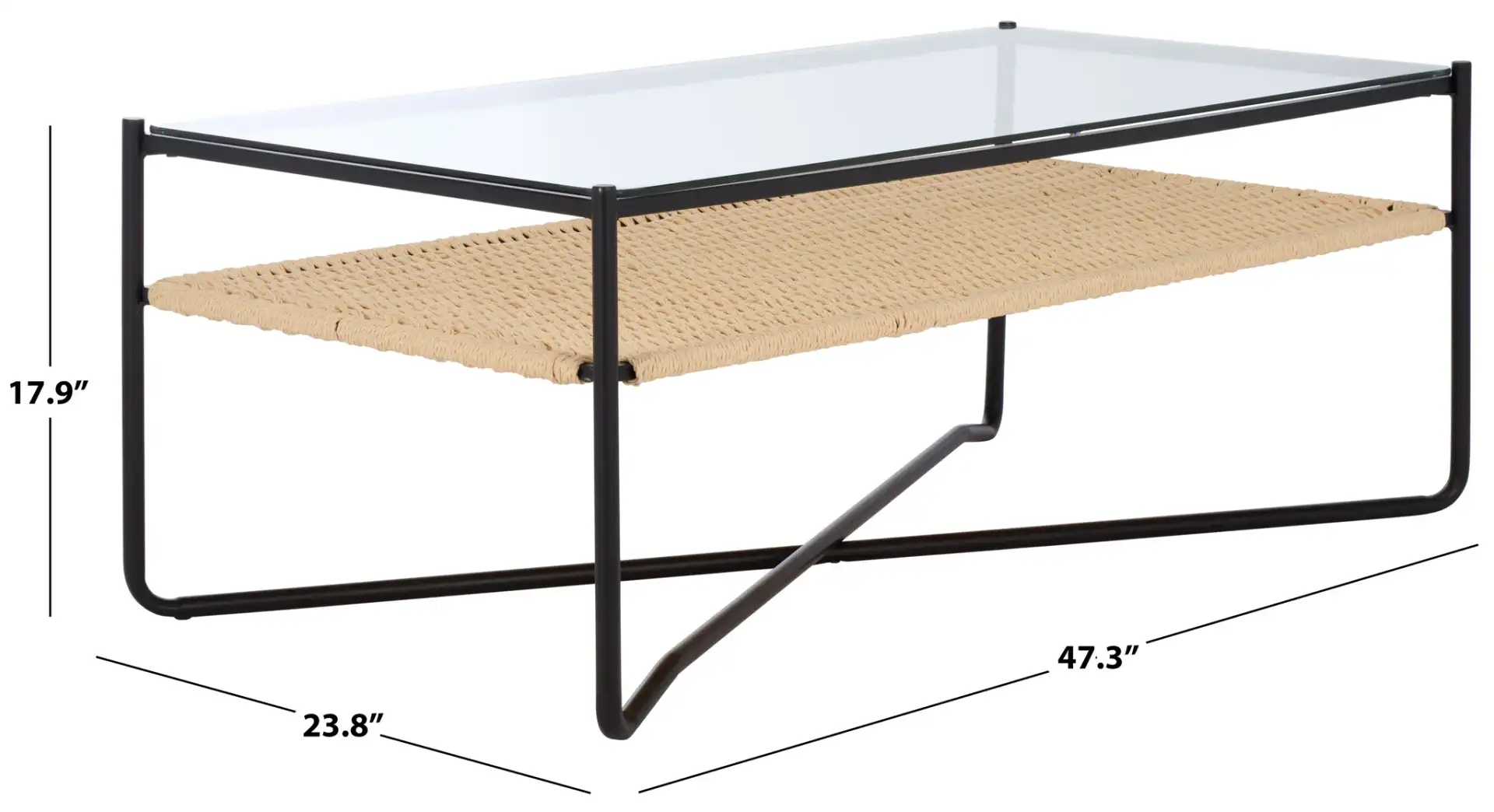 Omaka One-Shelf Coffee Table in Natural / Black, detail view