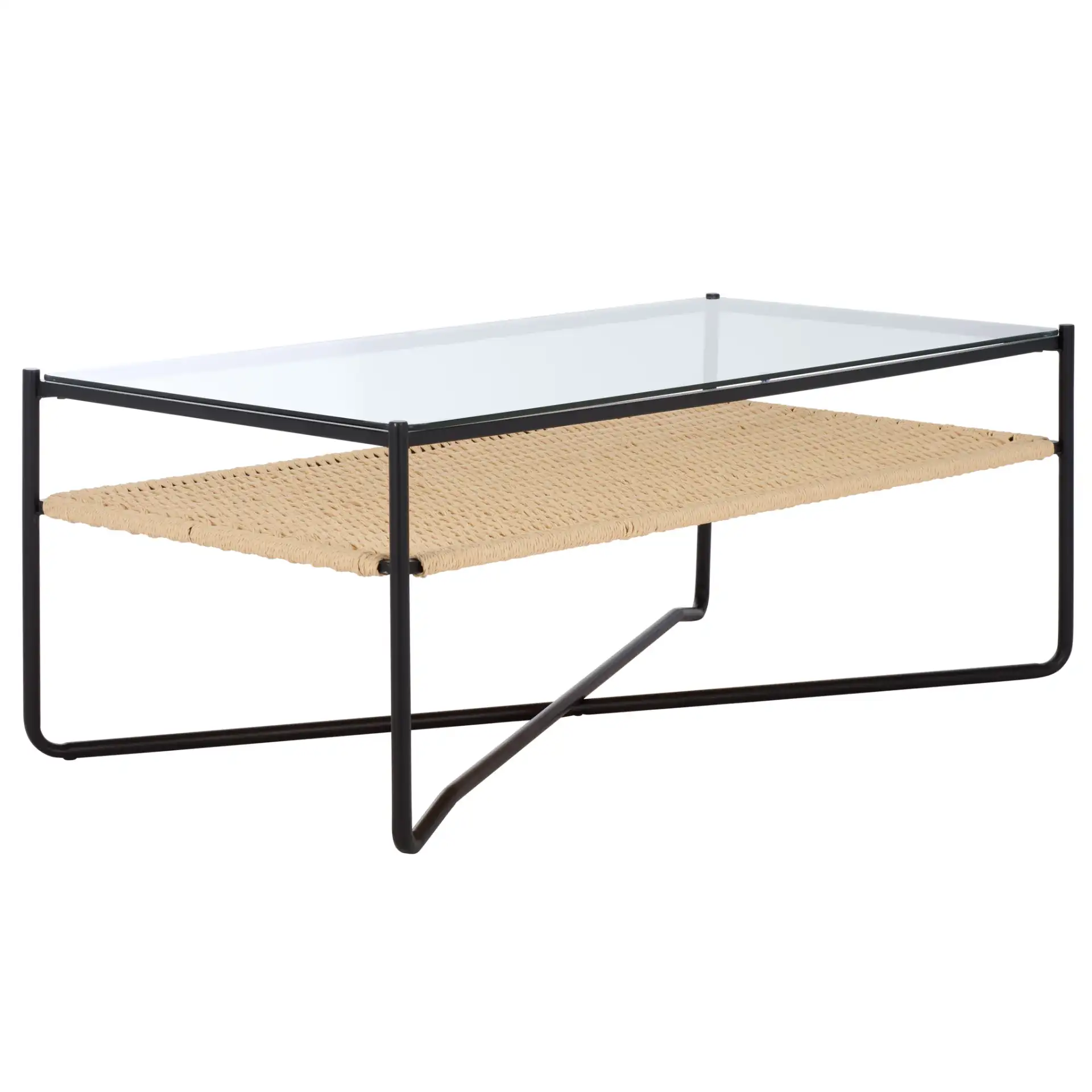 Omaka One-Shelf Coffee Table in Natural / Black, detail view