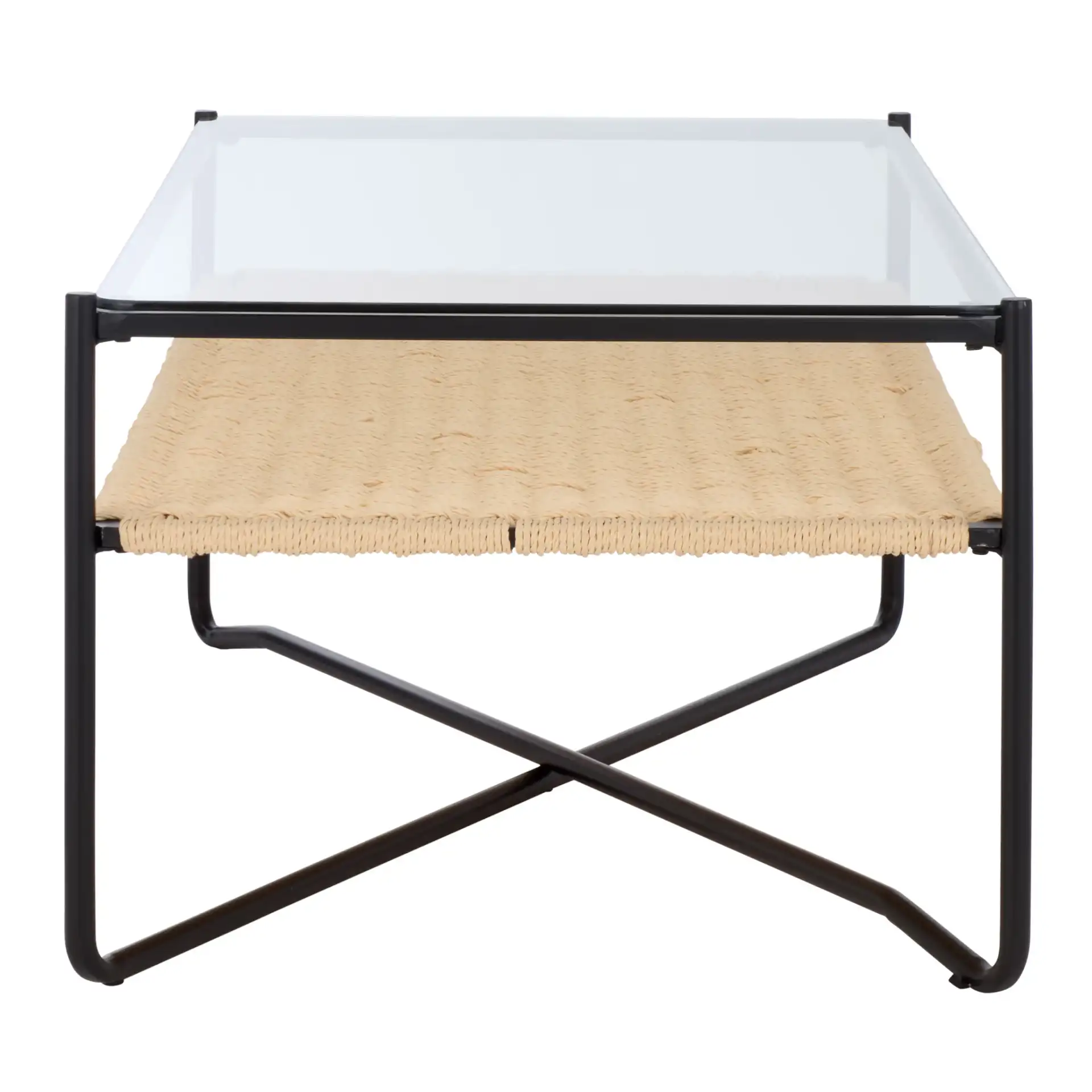 Omaka One-Shelf Coffee Table in Natural / Black, detail view