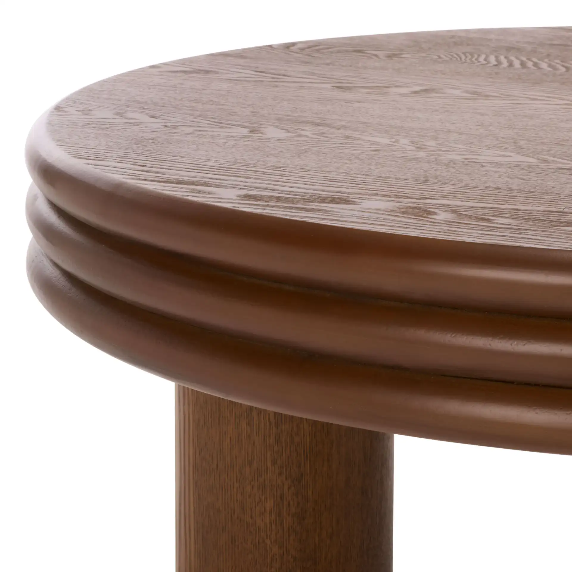 Averny Round Coffee Table in Walnut in a styled room