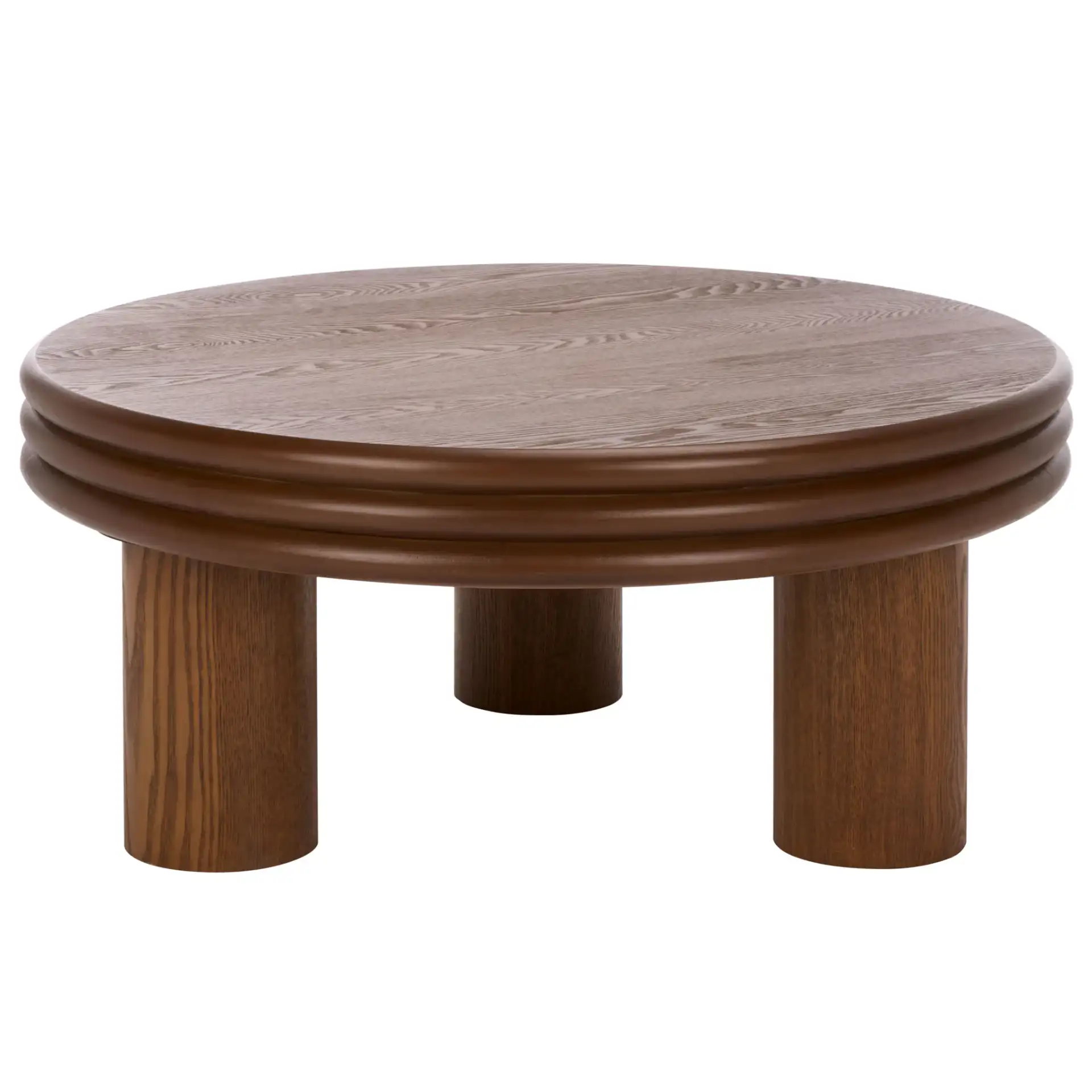 Averny Round Coffee Table in Walnut, detail view