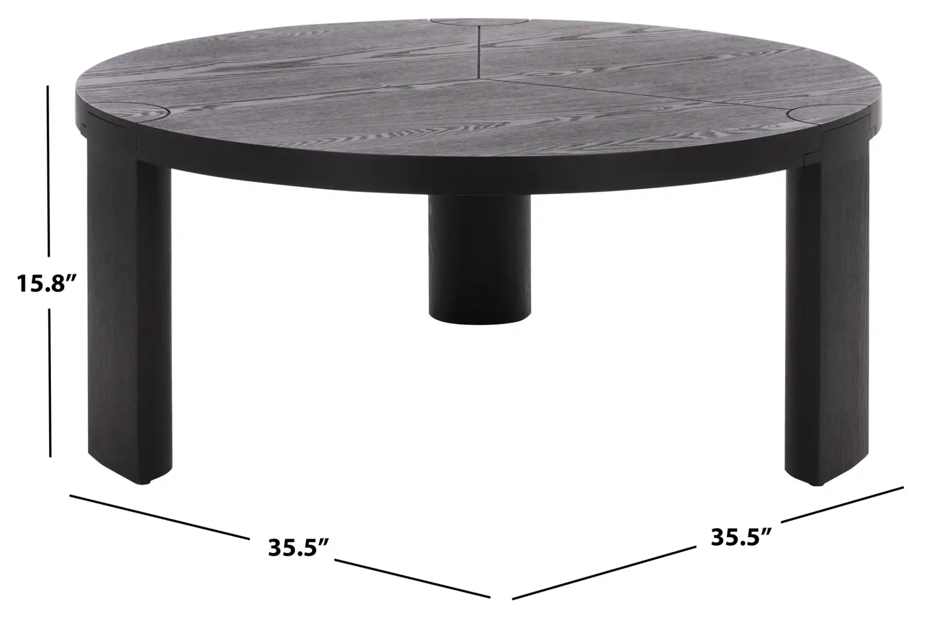 Gaby Round Coffee Table in Black, detail view