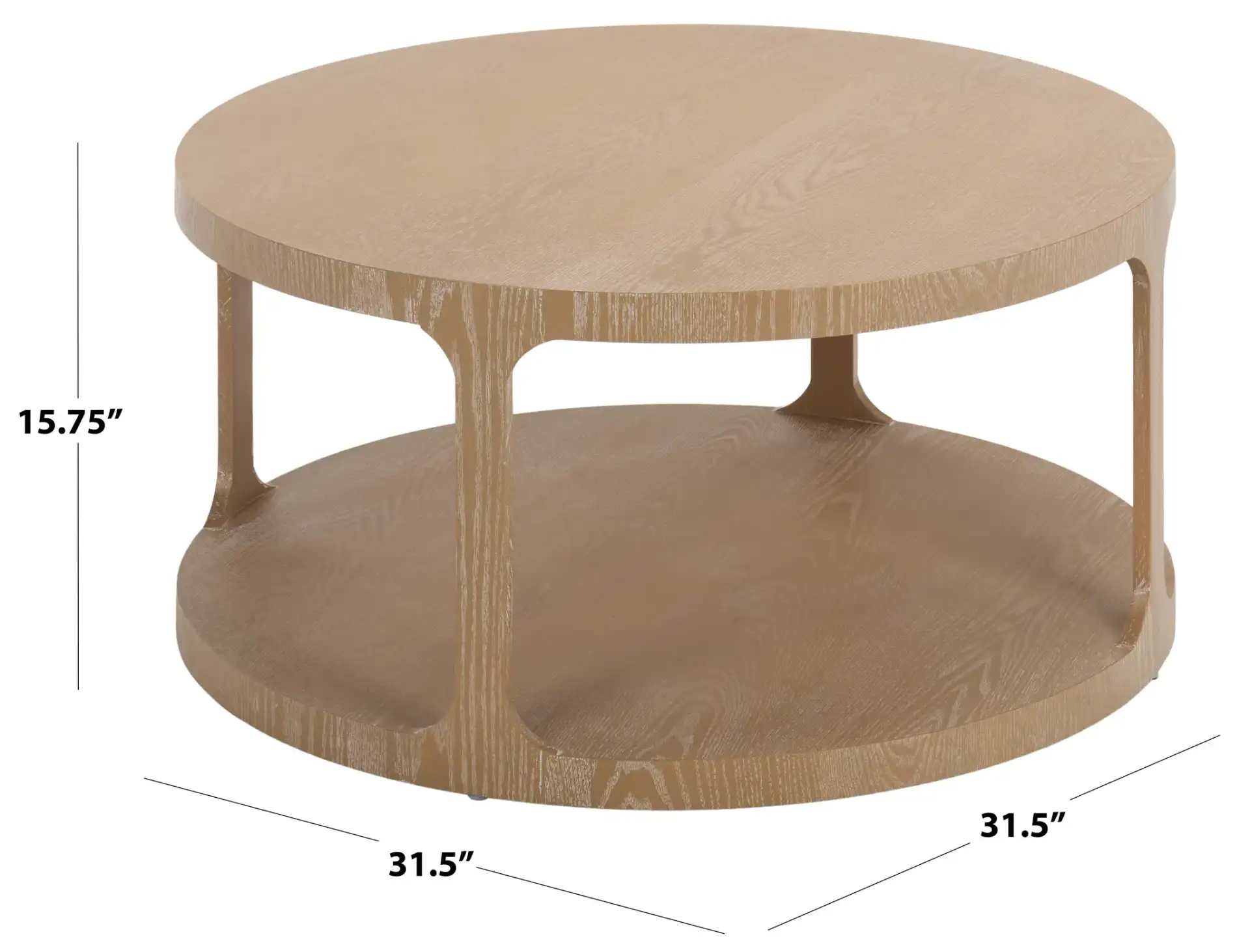 Radix Round Coffee Table in Bleached White, detail view