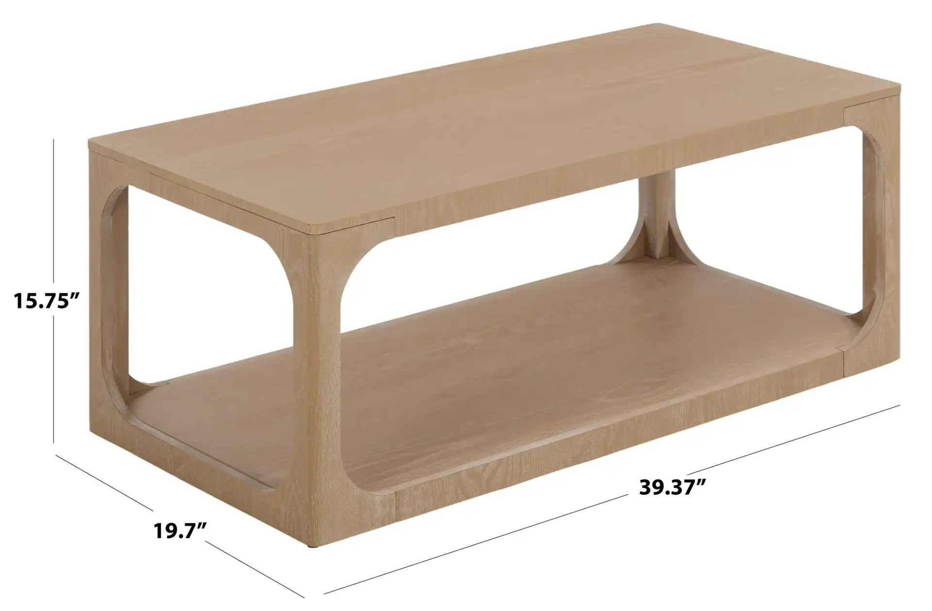 Radix Rectangle Coffee Table in Bleached White, detail view