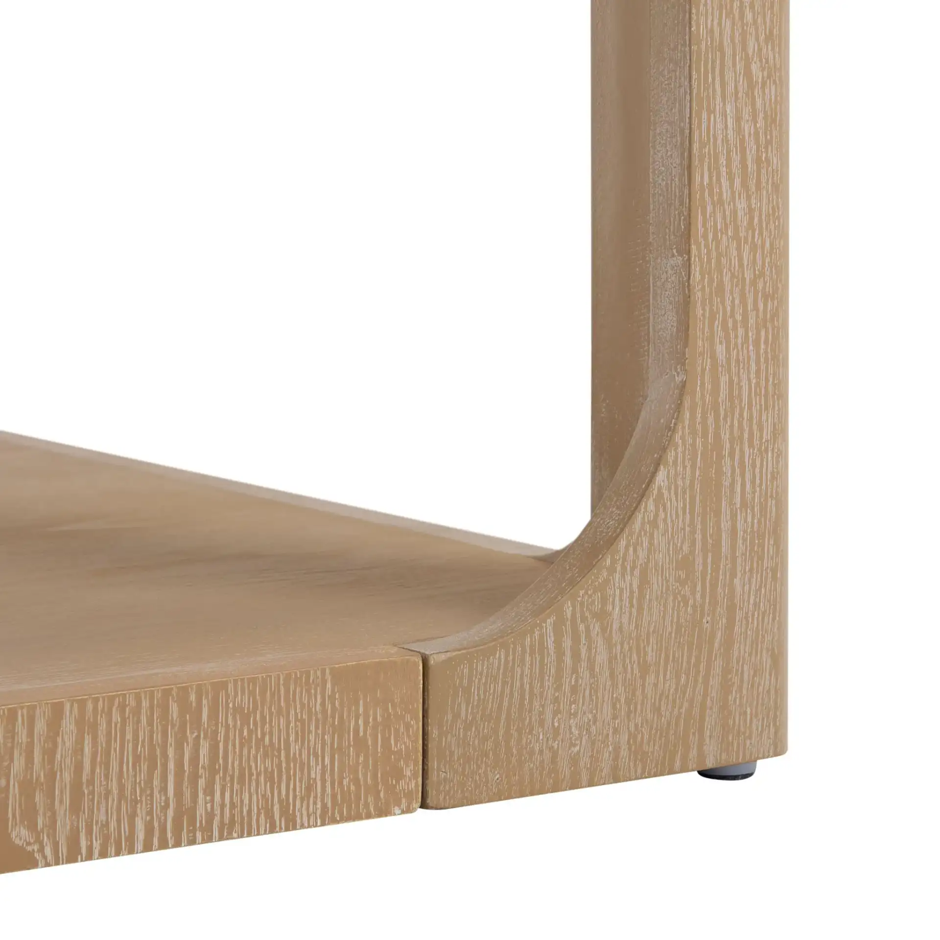 Radix Long Rectangle Coffee Table in Bleached White, detail view