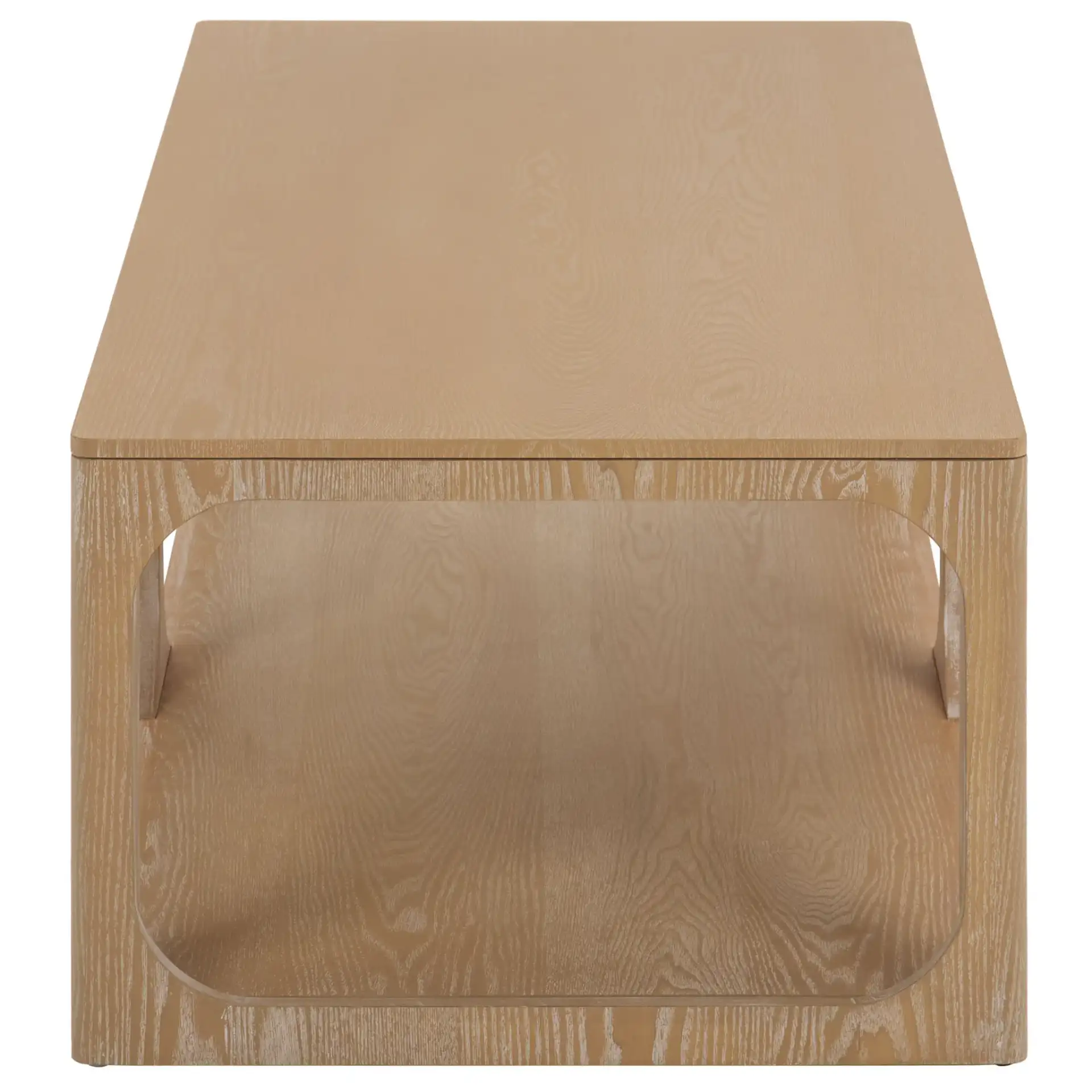 Radix Long Rectangle Coffee Table in Bleached White, detail view