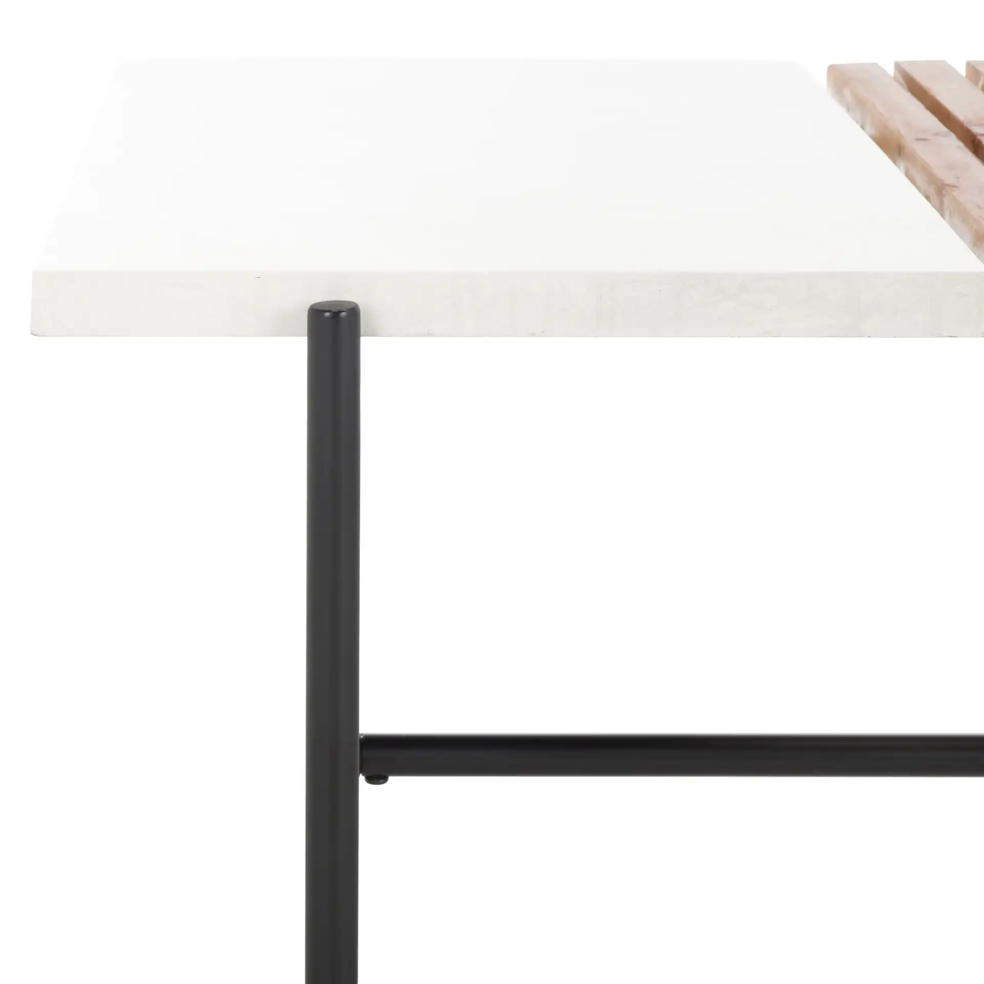 Dallas Coffee Table in Brown / White Faux Marble in a styled room
