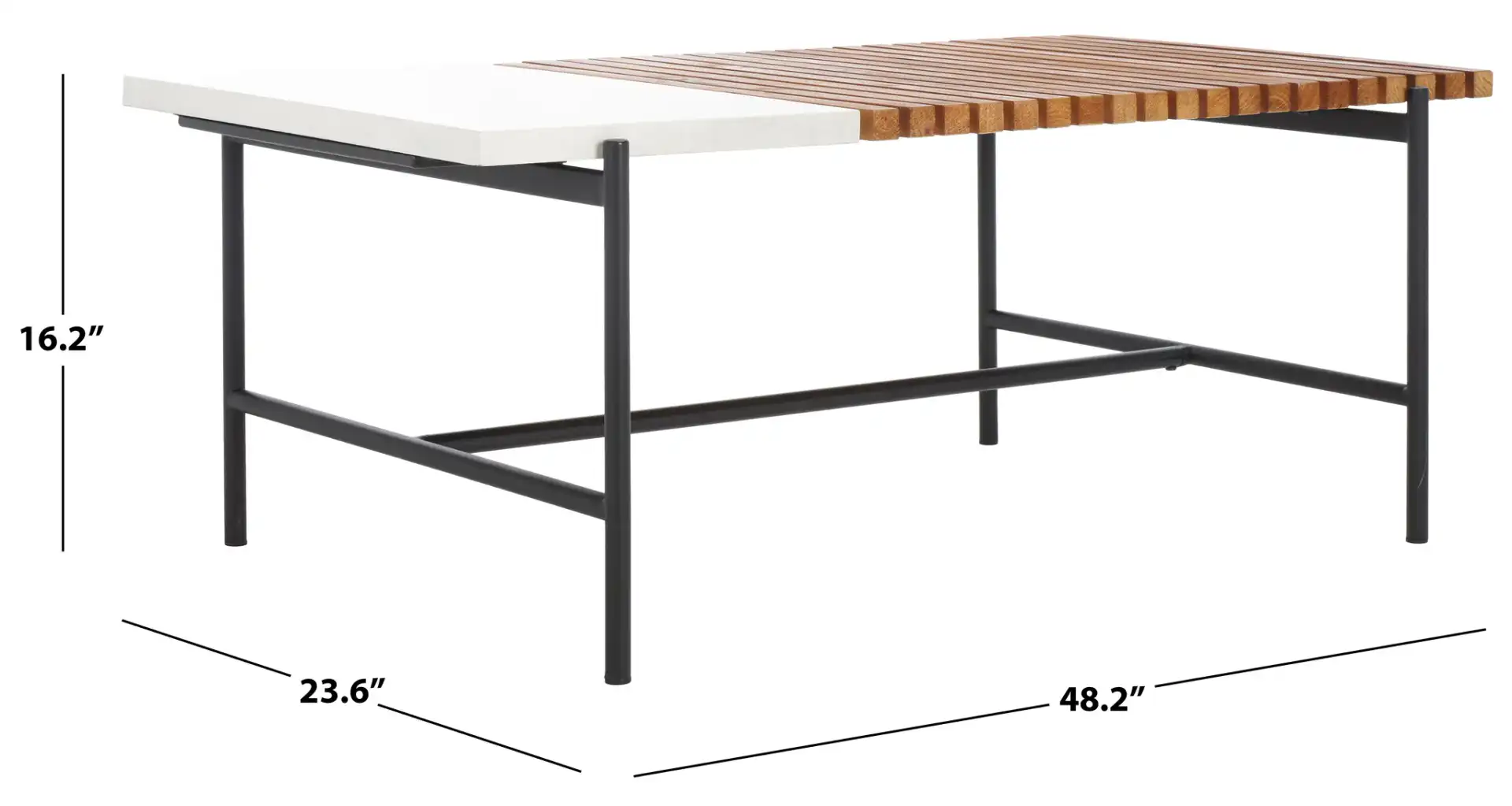 Dallas Coffee Table in Brown / White Faux Marble, detail view