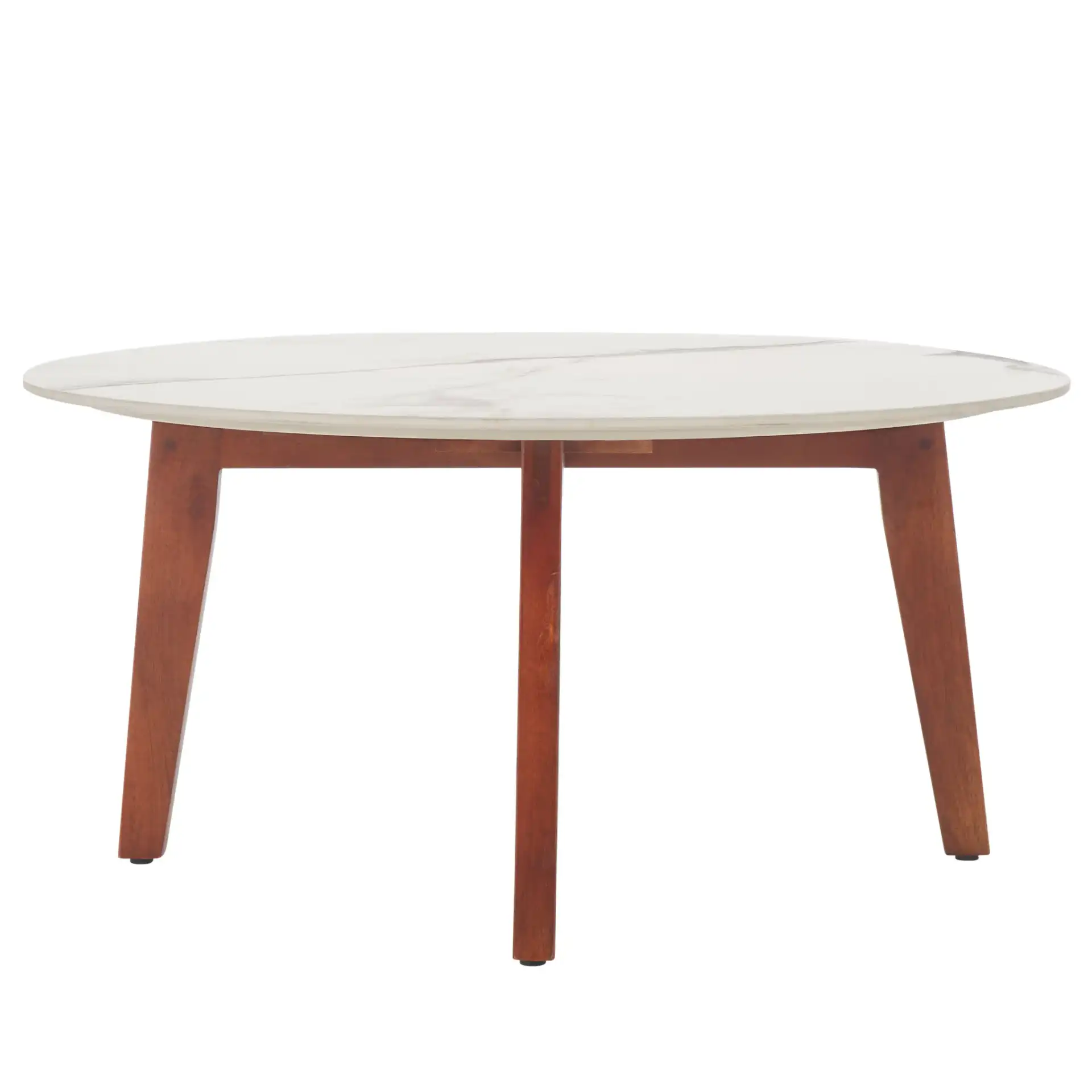 Ulmani Coffee Table in White Ceramic Faux Marble / Walnut, detail view