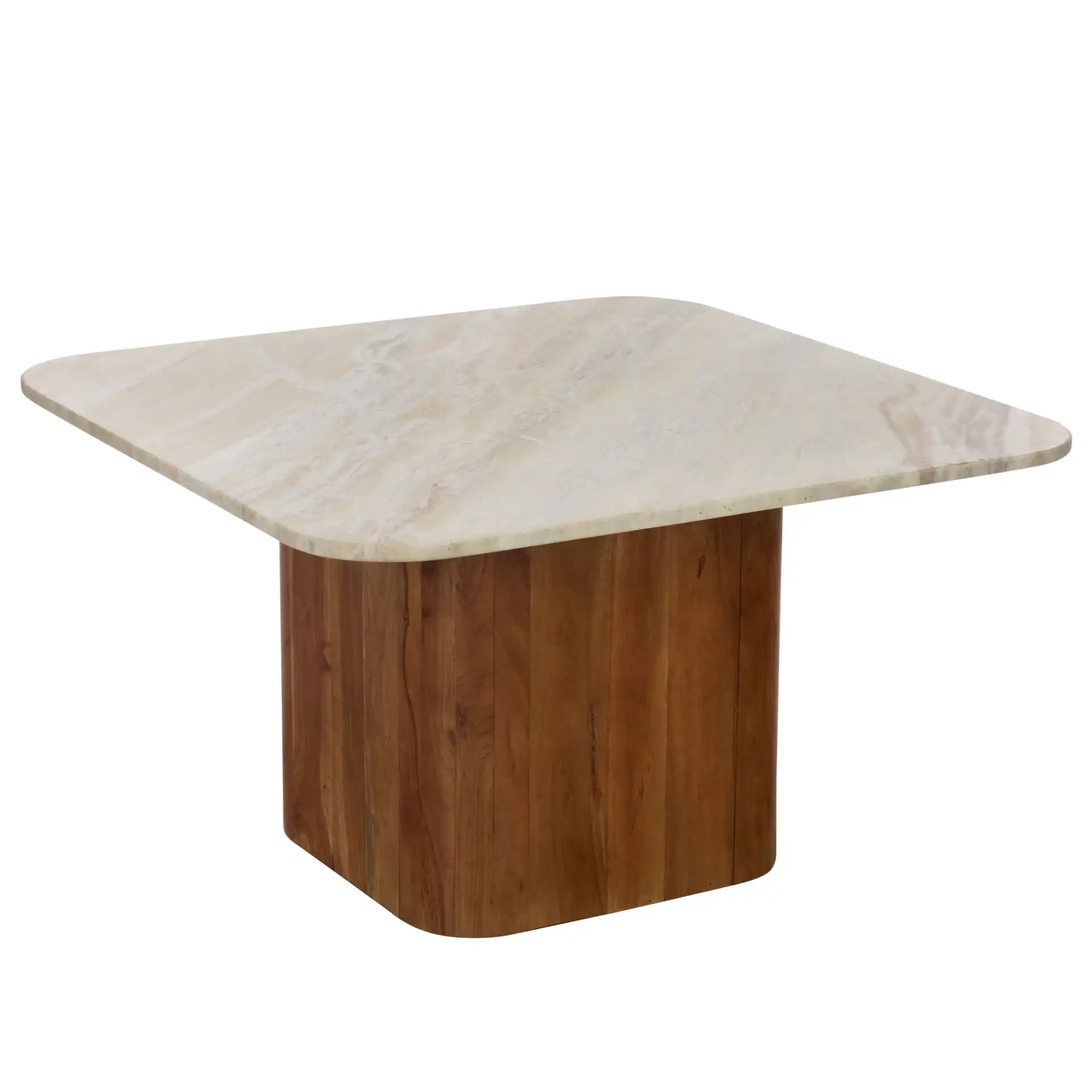Alessio Marble Side Table in Brown / White, detail view