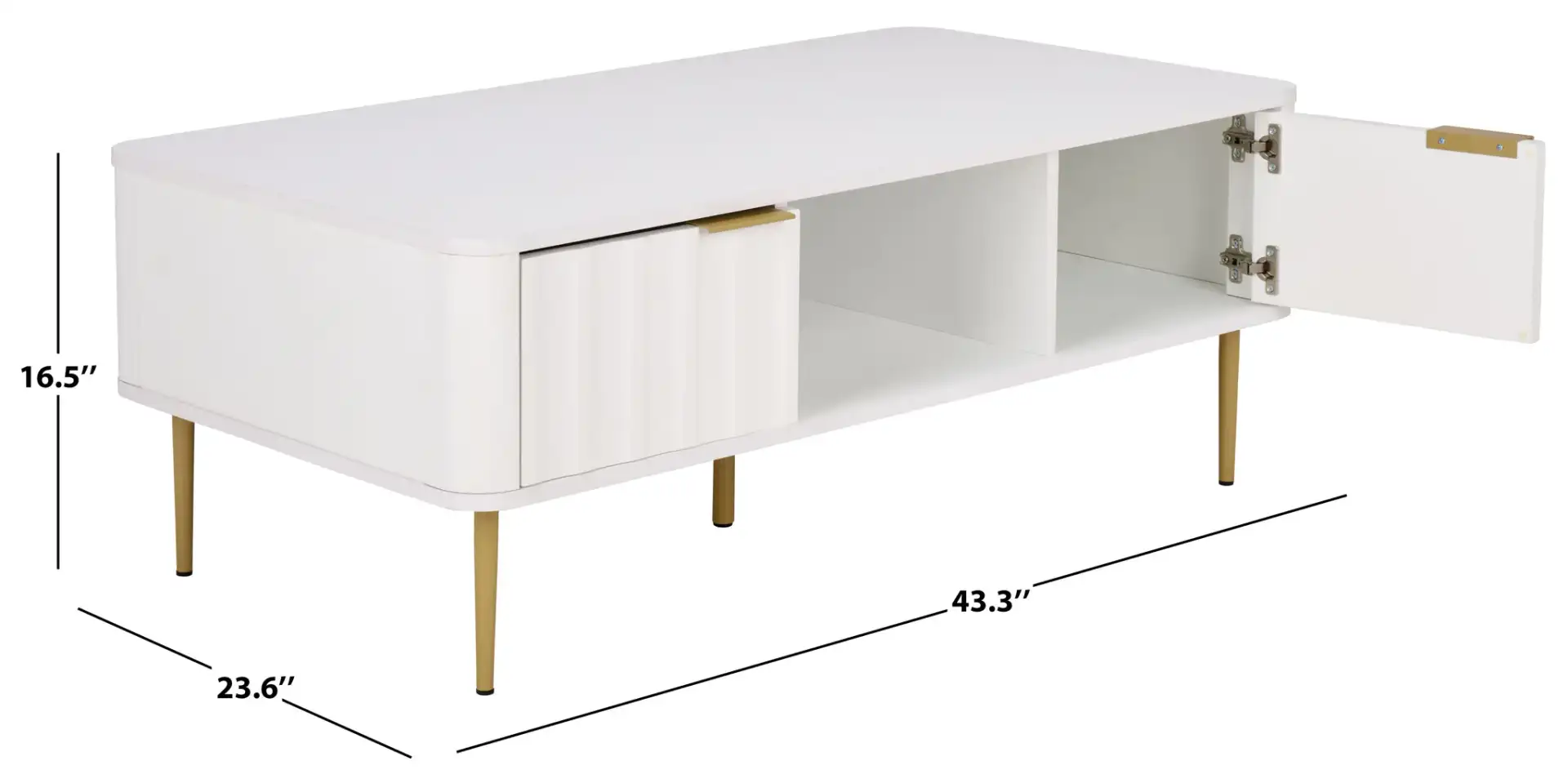 Hilsa Coffee Table in White / Gold, detail view