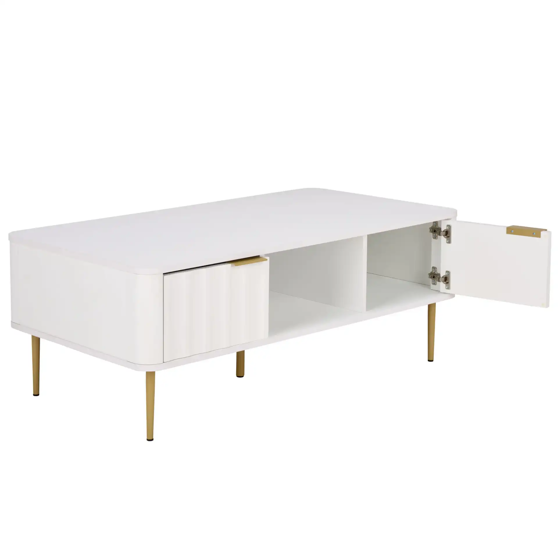 Hilsa Coffee Table in White / Gold, detail view